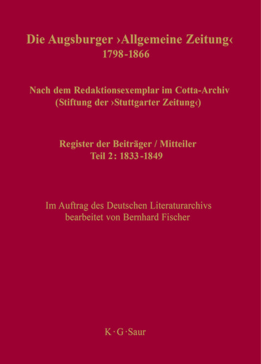 Register der Beiträger / Mitteiler