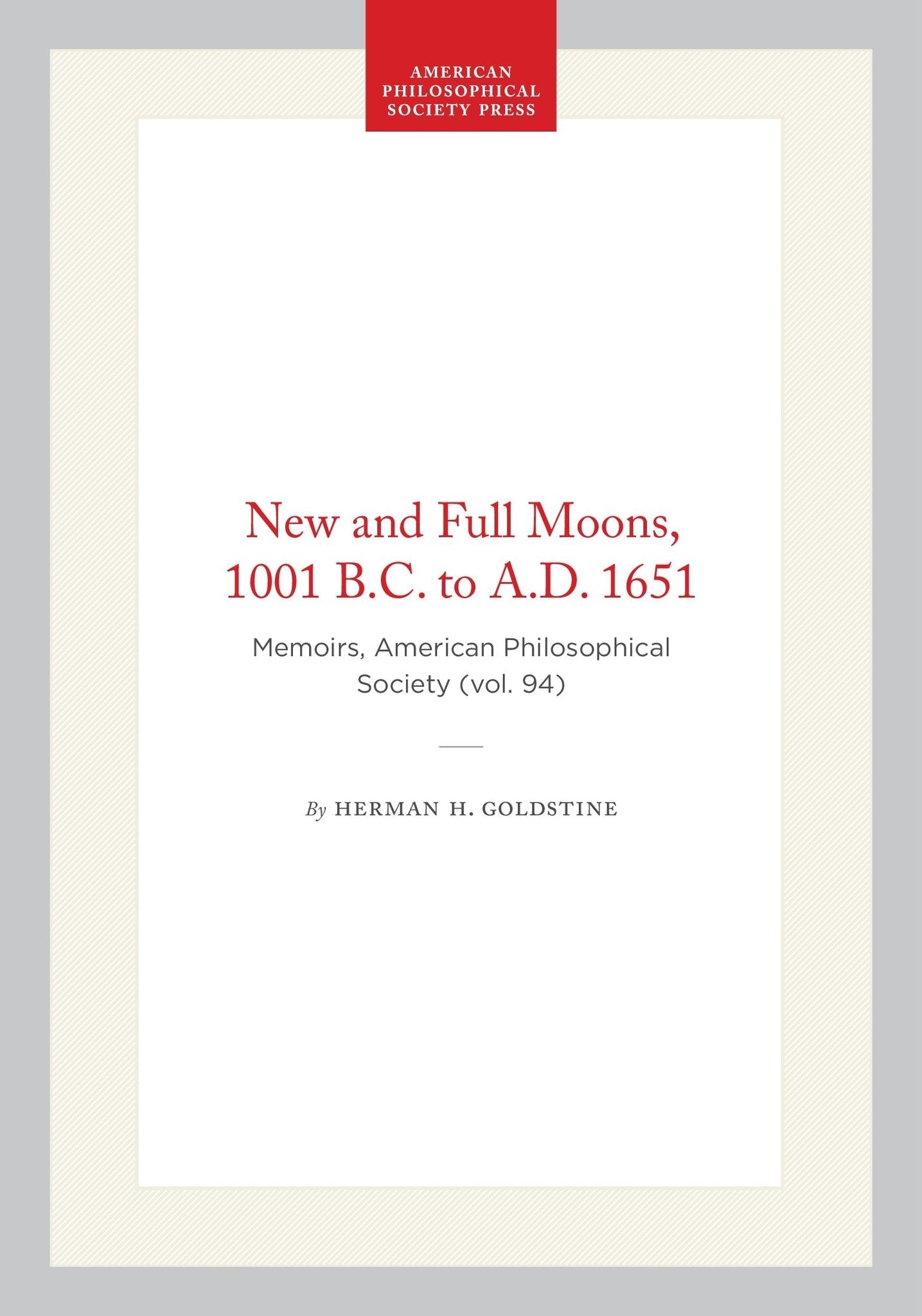 New and Full Moons, 1001 B.C. to A.D. 1651