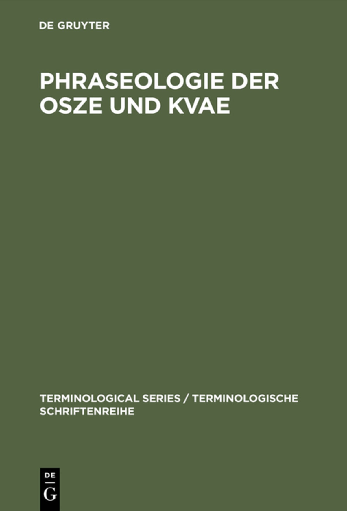 Cover image for Phraseologie der OSZE und KVAE ISBN 9783110151336