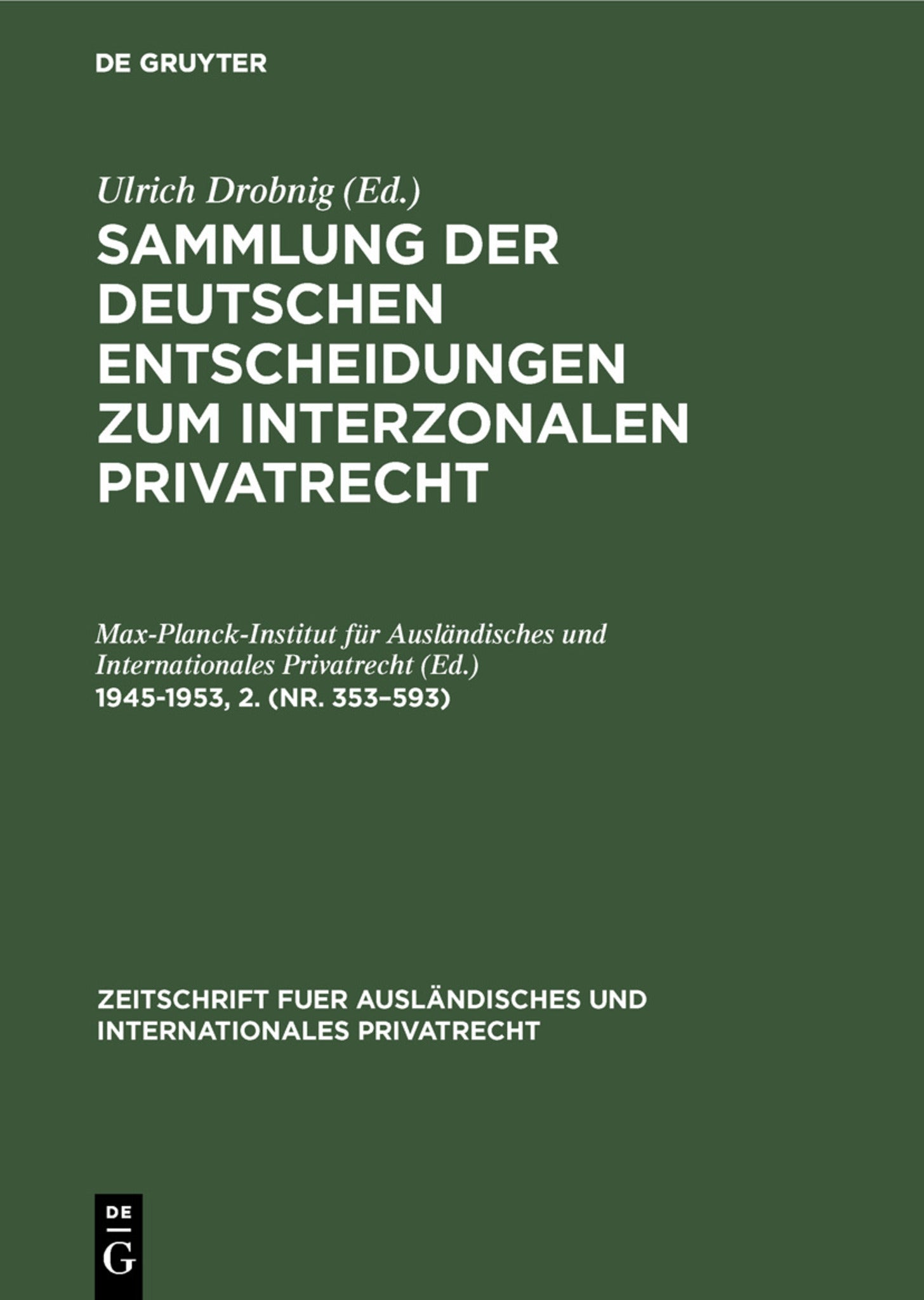 Cover image for 1945-1953, 2. (Nr. 353–593) ISBN 9783111249902