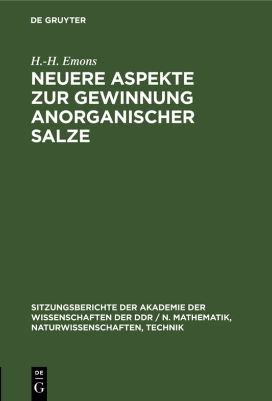Neuere Aspekte zur Gewinnung anorganischer Salze