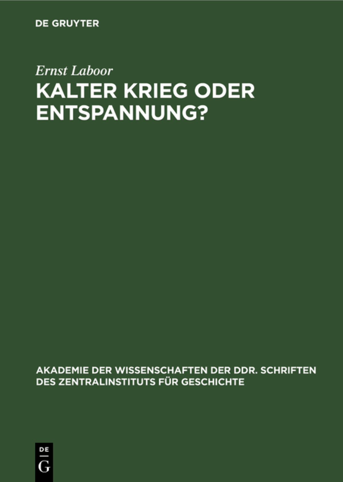 Cover image for Kalter Krieg oder Entspannung? ISBN 9783112649510