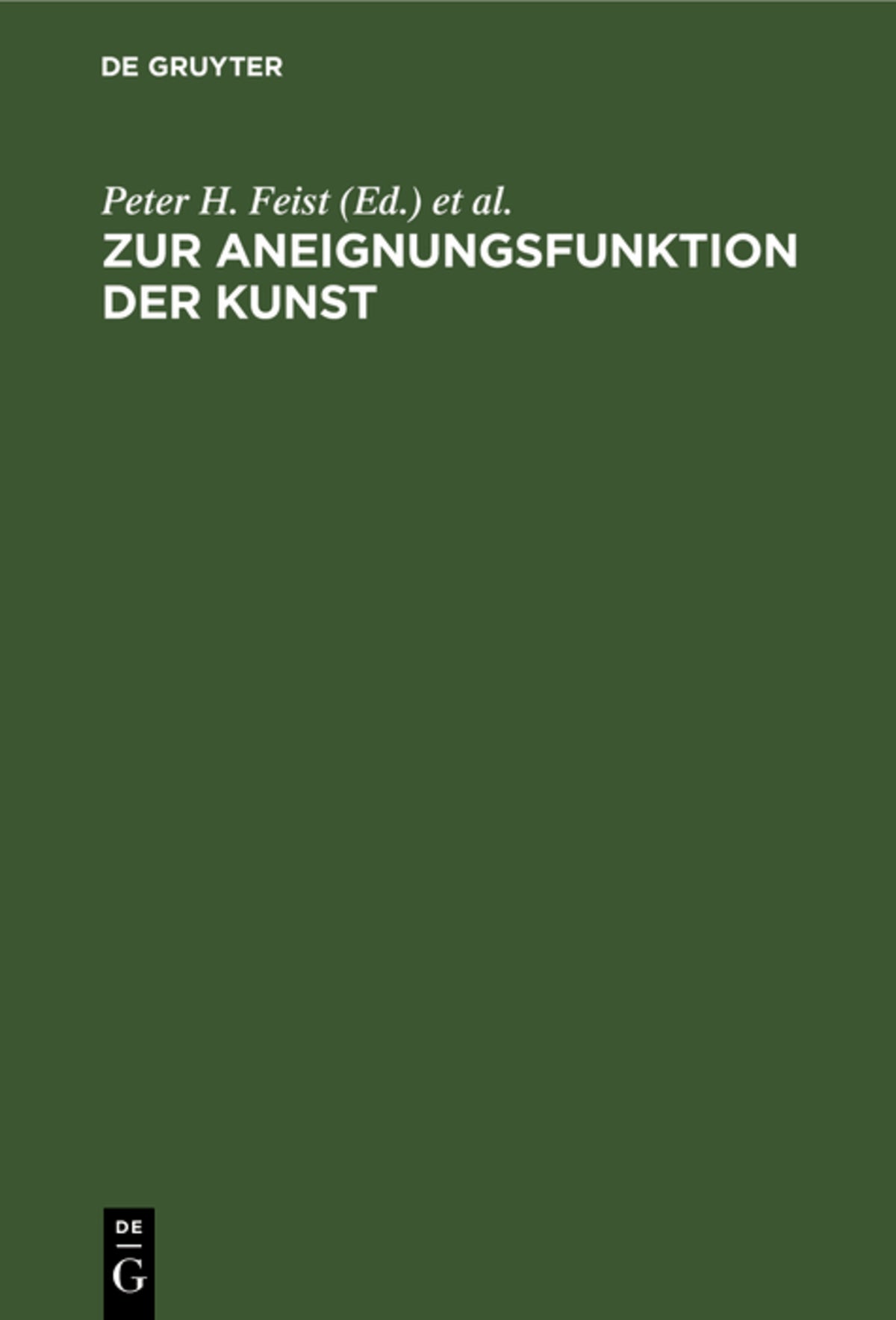 Cover image for Zur Aneignungsfunktion der Kunst ISBN 9783112594773
