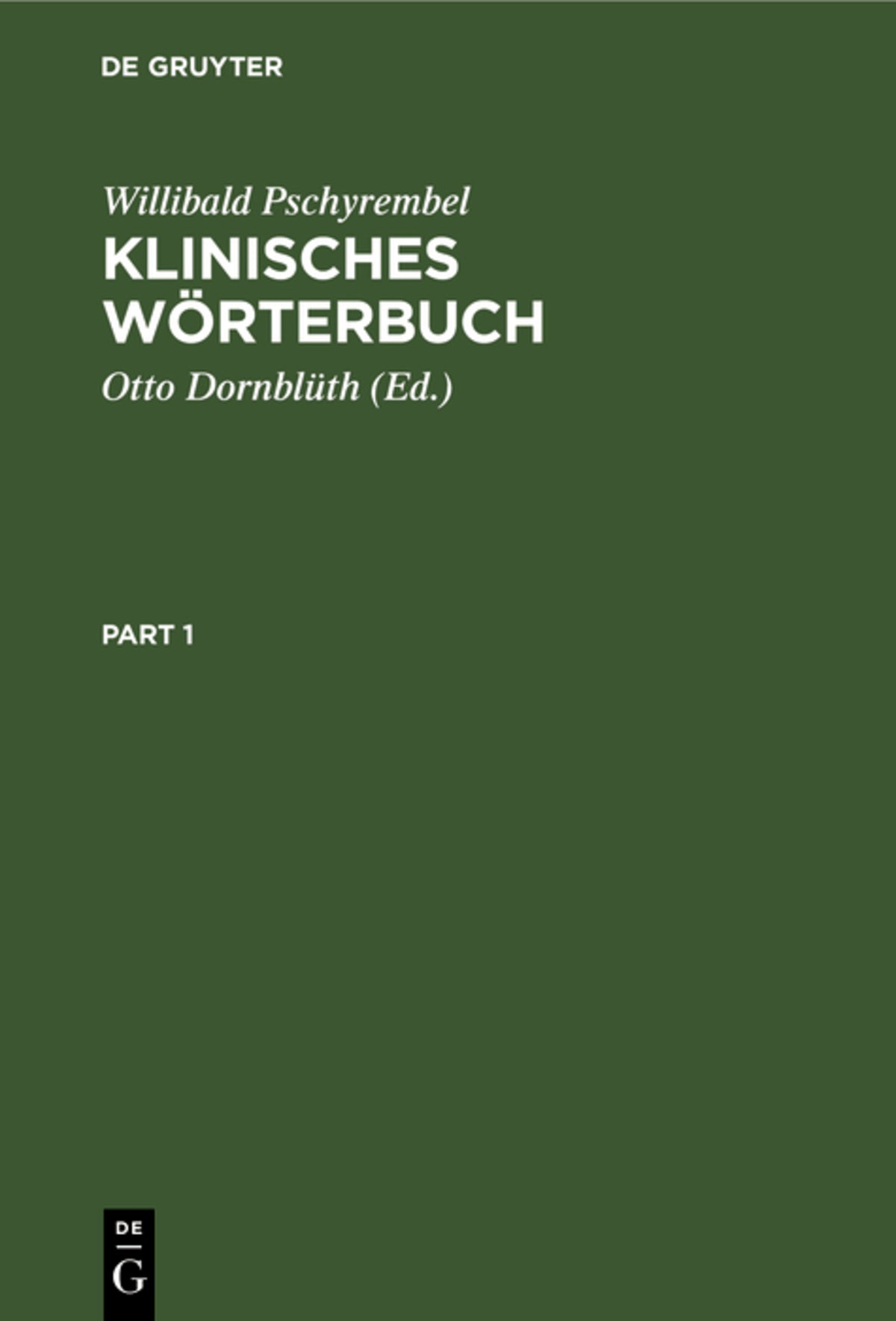 Cover image for Klinisches Wörterbuch ISBN 9783110070187