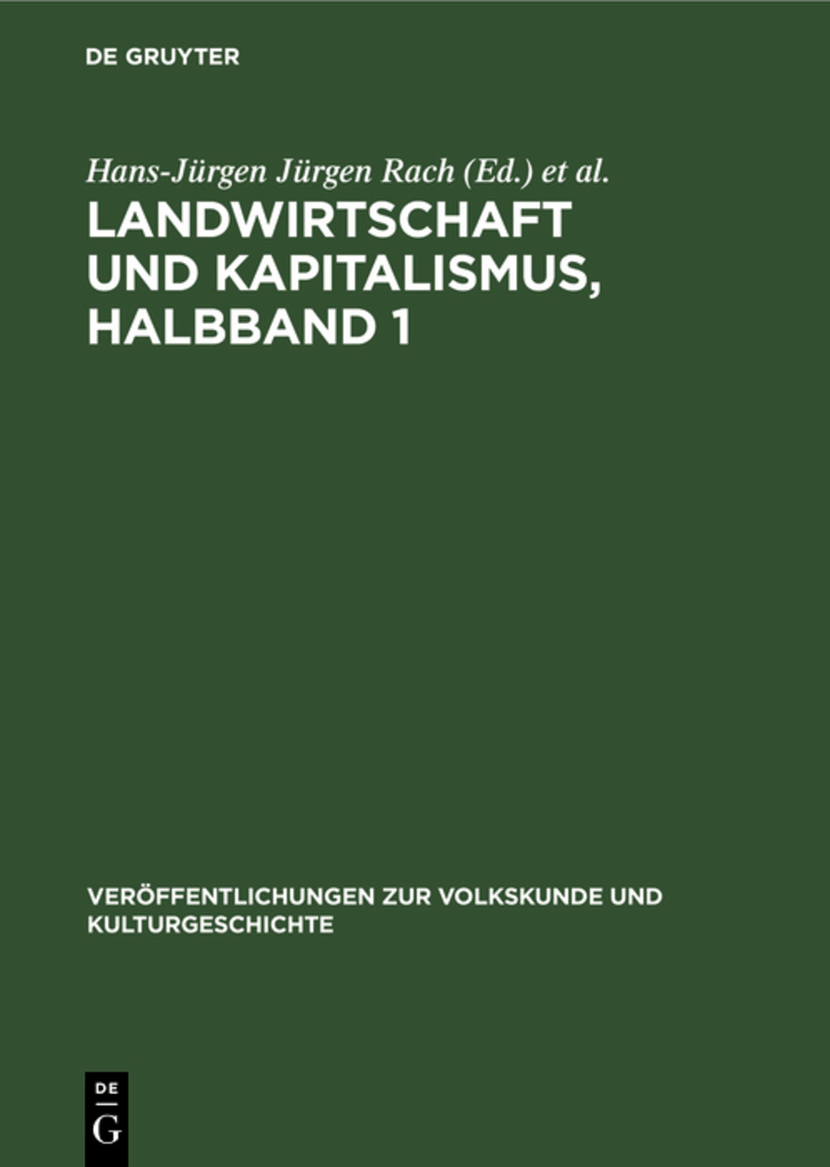 Cover image for Landwirtschaft und Kapitalismus, Halbband 1 ISBN 9783112473573