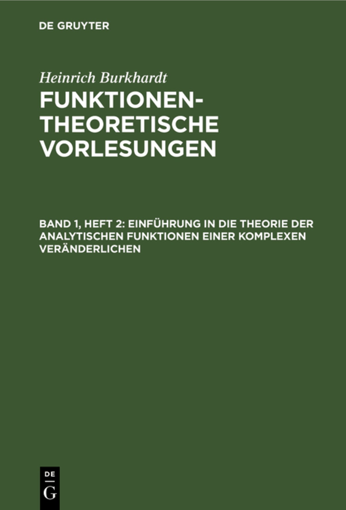 Cover image for Einführung in die Theorie der analytischen Funktionen einer komplexen Veränderlichen ISBN 9783112608890