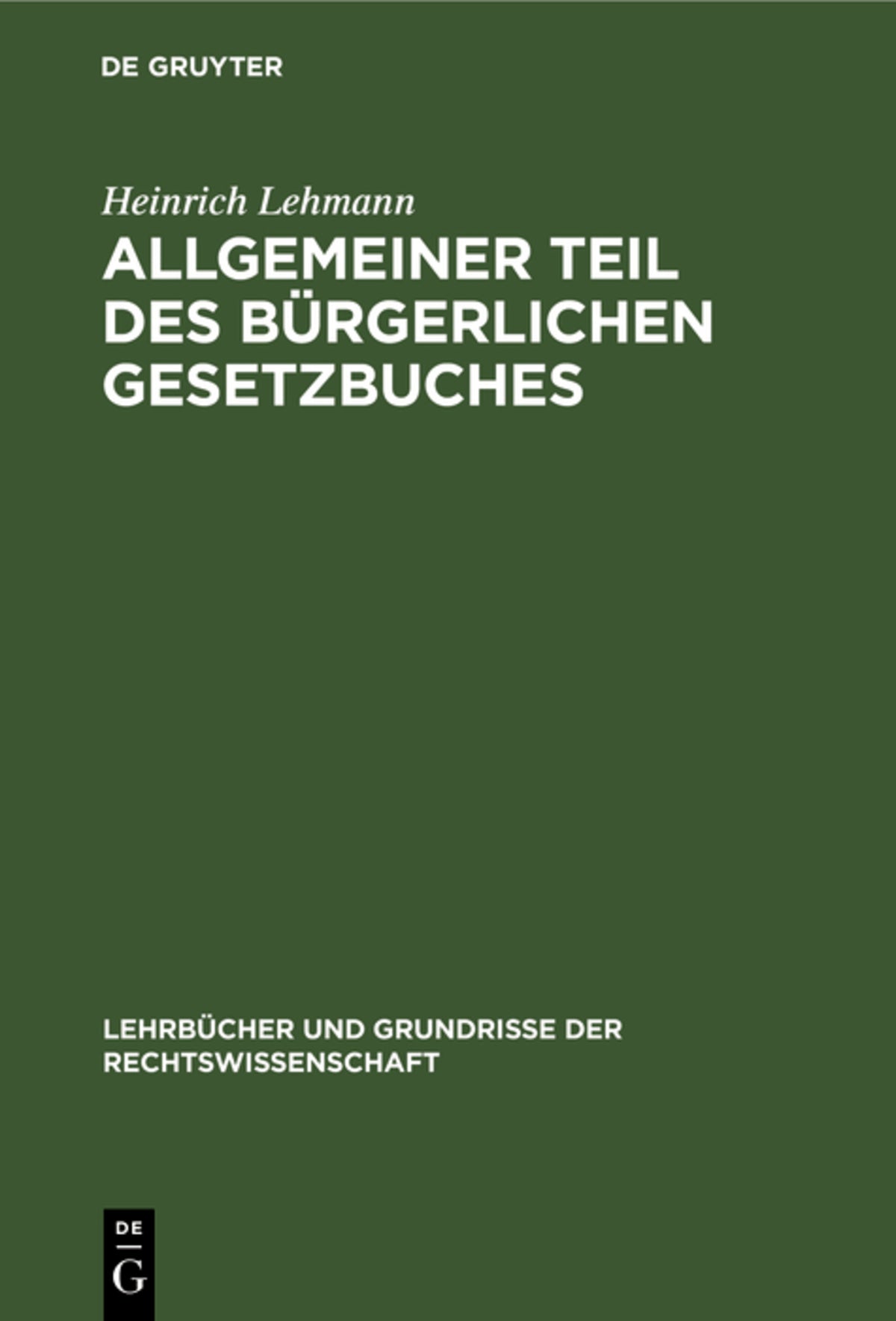 Cover image for Allgemeiner Teil des Bürgerlichen Gesetzbuches ISBN 9783112305799