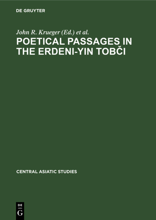 Poetical Passages in the Erdeni-Yin Tobči