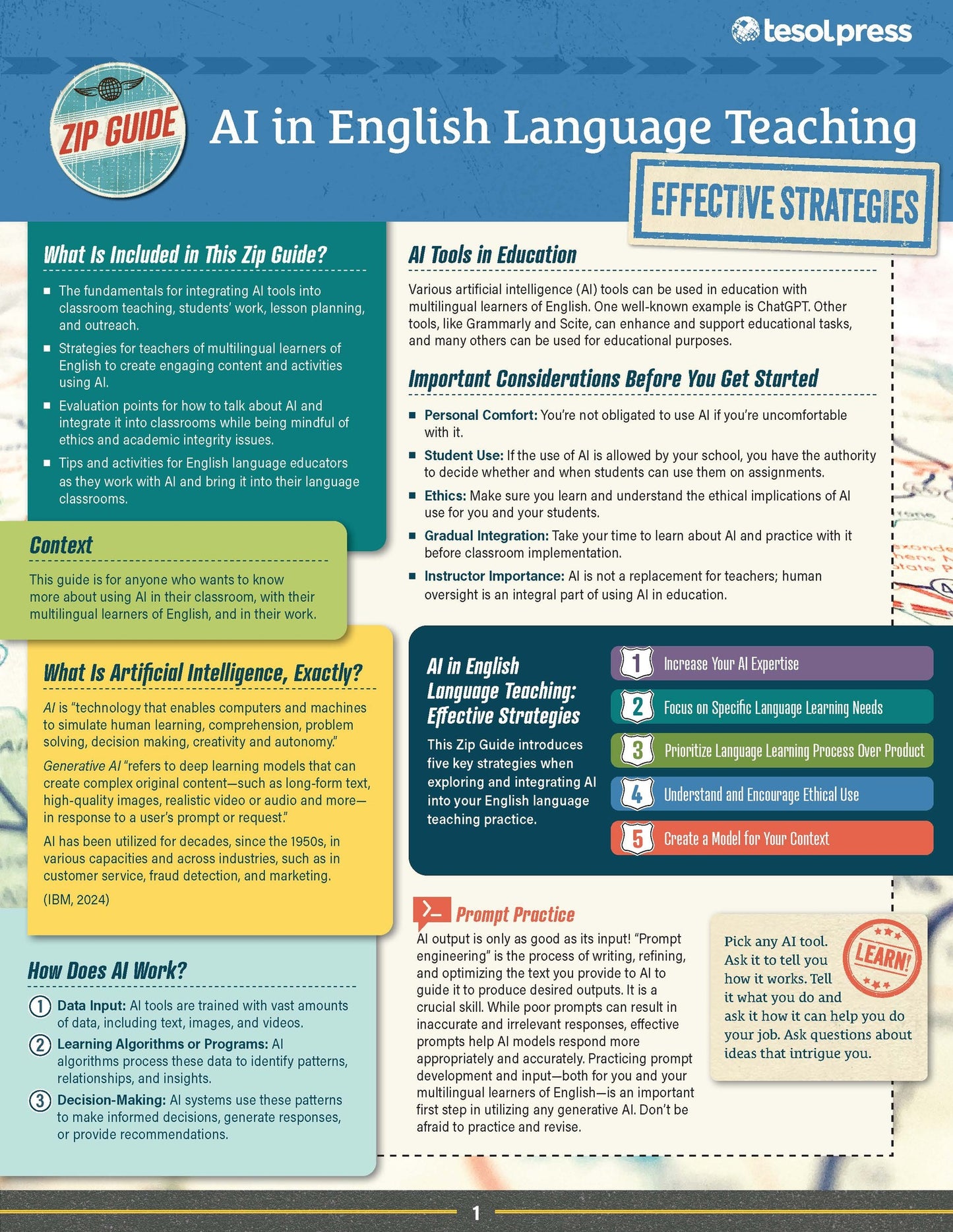 TESOL Zip Guide: AI in English Language Teaching (Pack of 25)