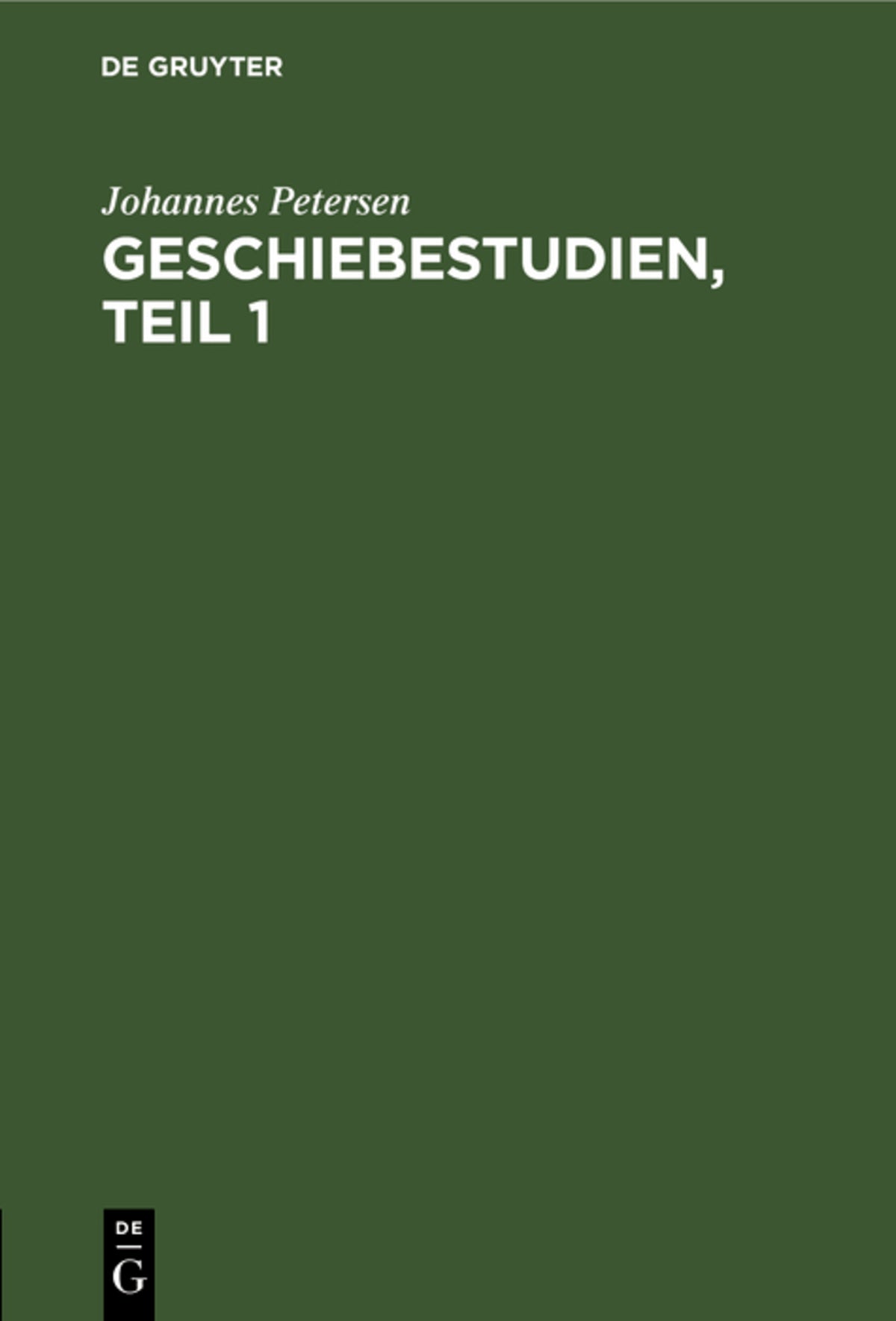 Cover image for Geschiebestudien, Teil 1 ISBN 9783112660959