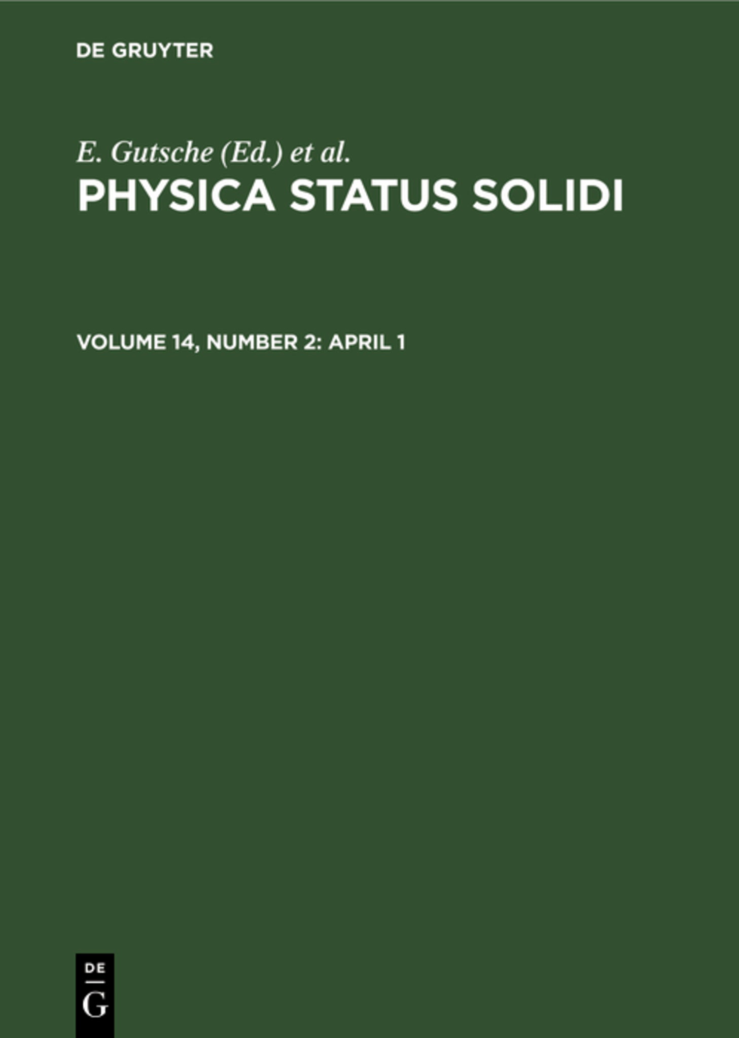 Cover image for April 1 ISBN 9783112498170