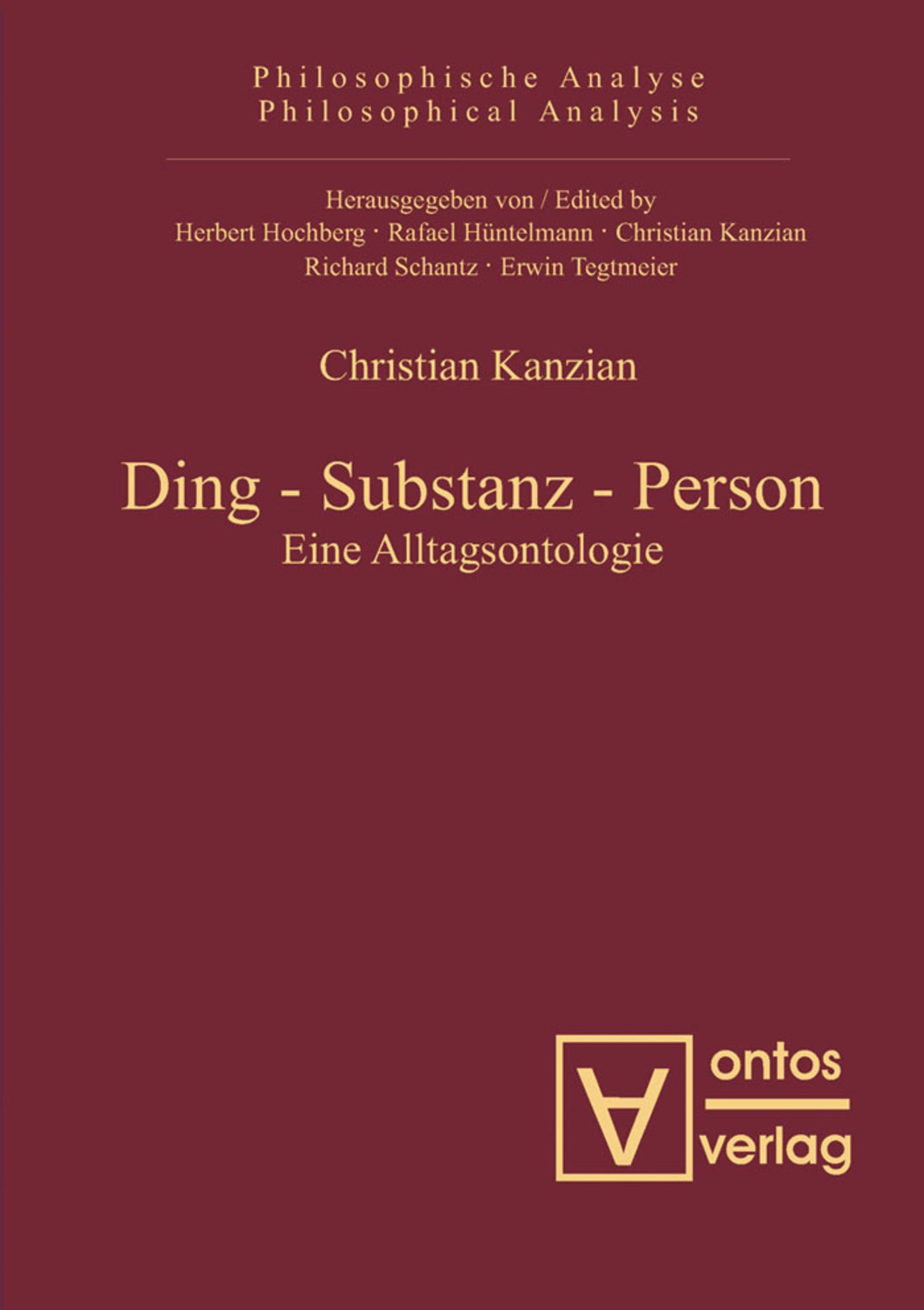 Cover image for Ding – Substanz – Person ISBN 9783110329377