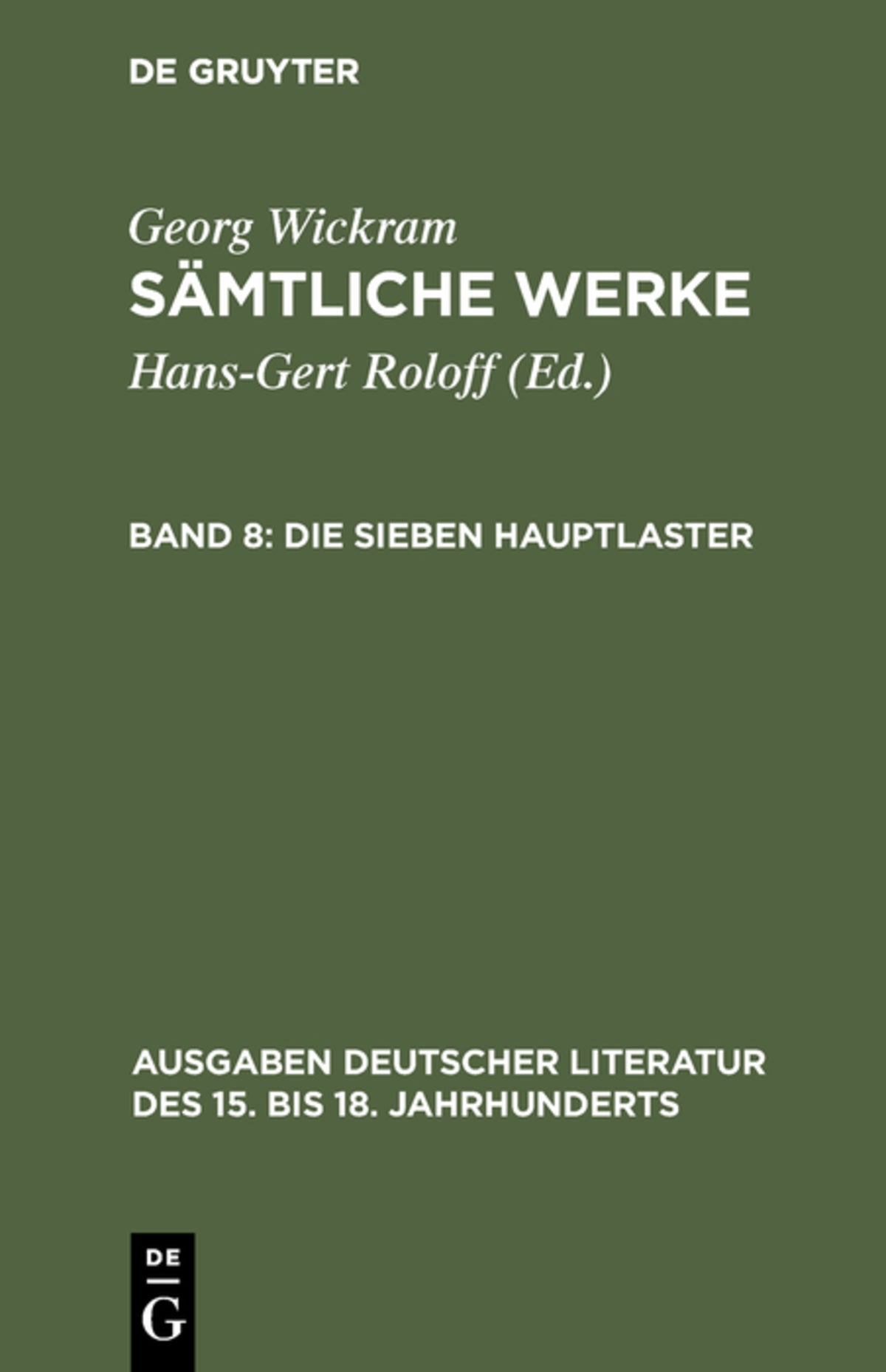 Cover image for Die sieben Hauptlaster ISBN 9783110040029