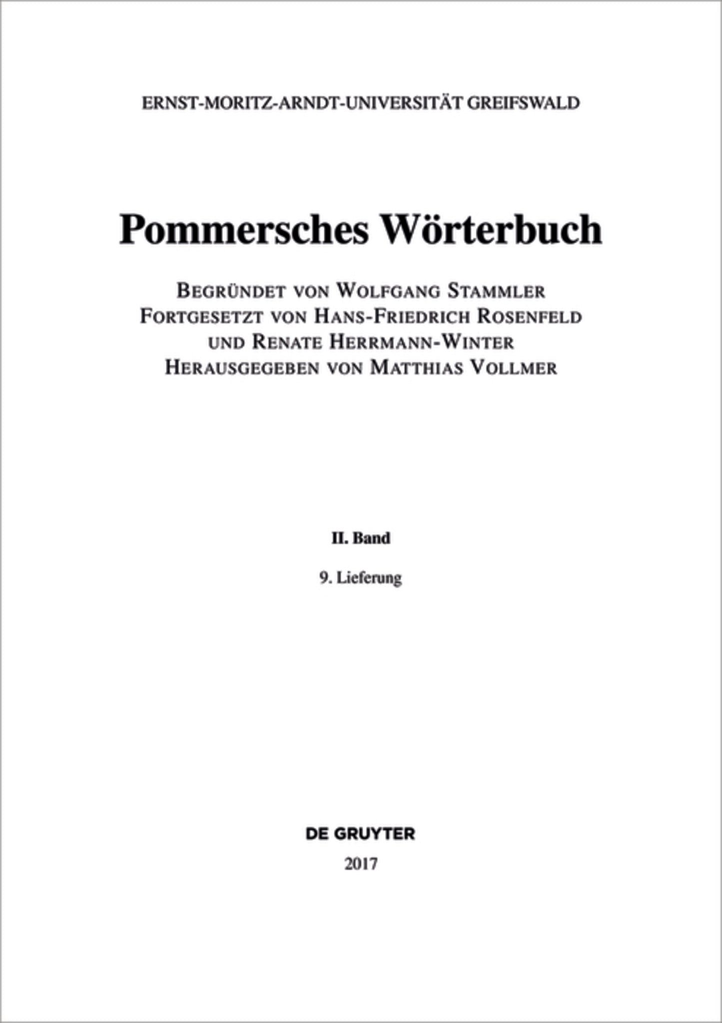 Pommersches Wörterbuch. Band II, 9. Lieferung