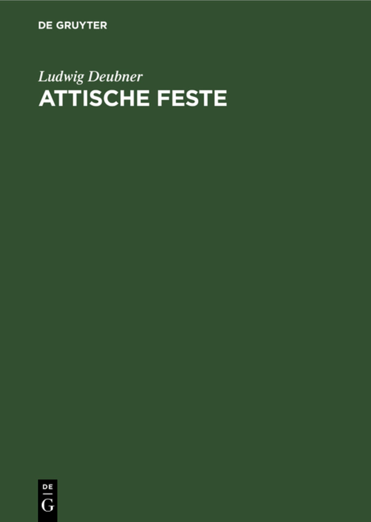 Cover image for Attische Feste ISBN 9783112527931
