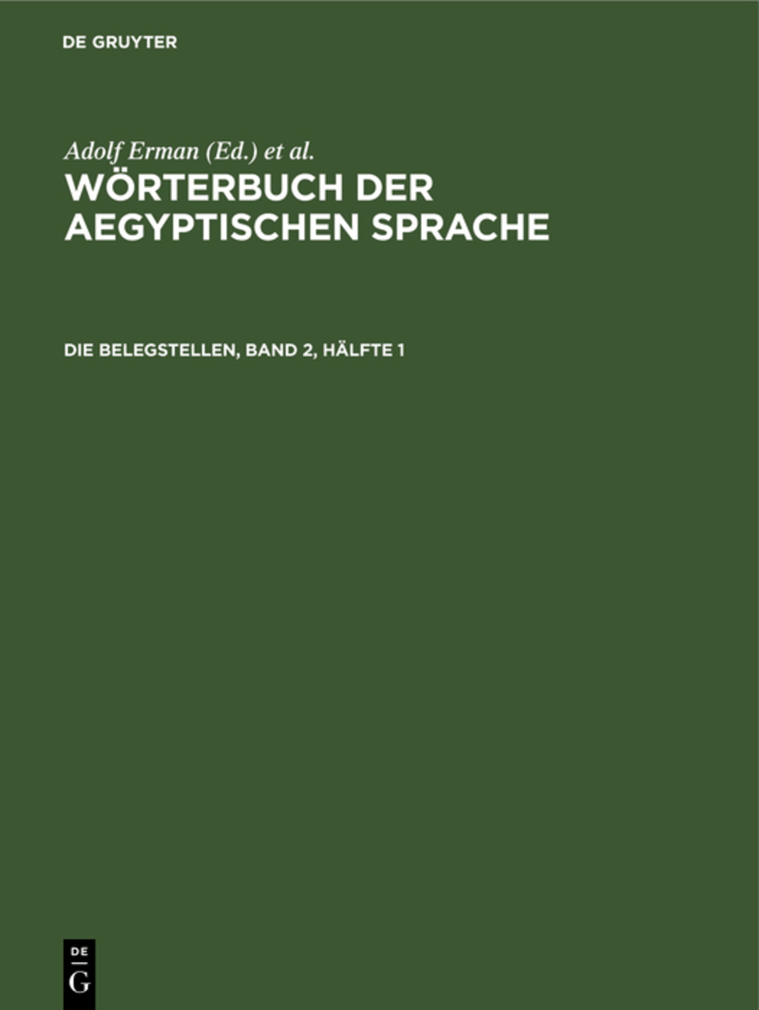 Die Belegstellen, Band 2, Hälfte 1