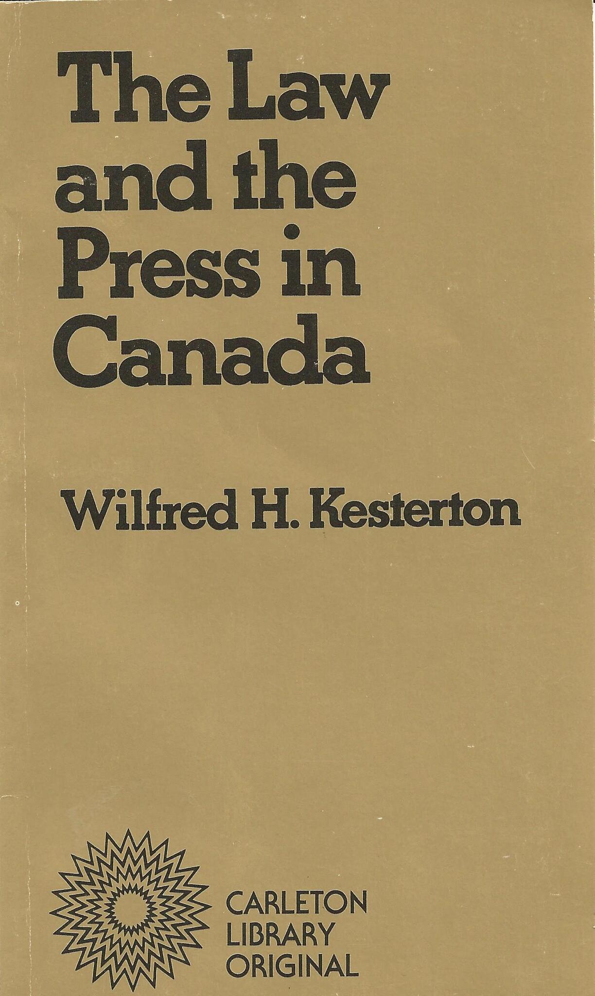 Cover image for The Law and the Press in Canada ISBN 9780773595514