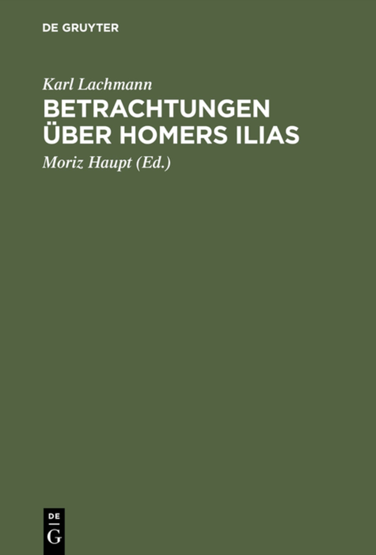 Cover image for Betrachtungen über Homers Ilias ISBN 9783111129952