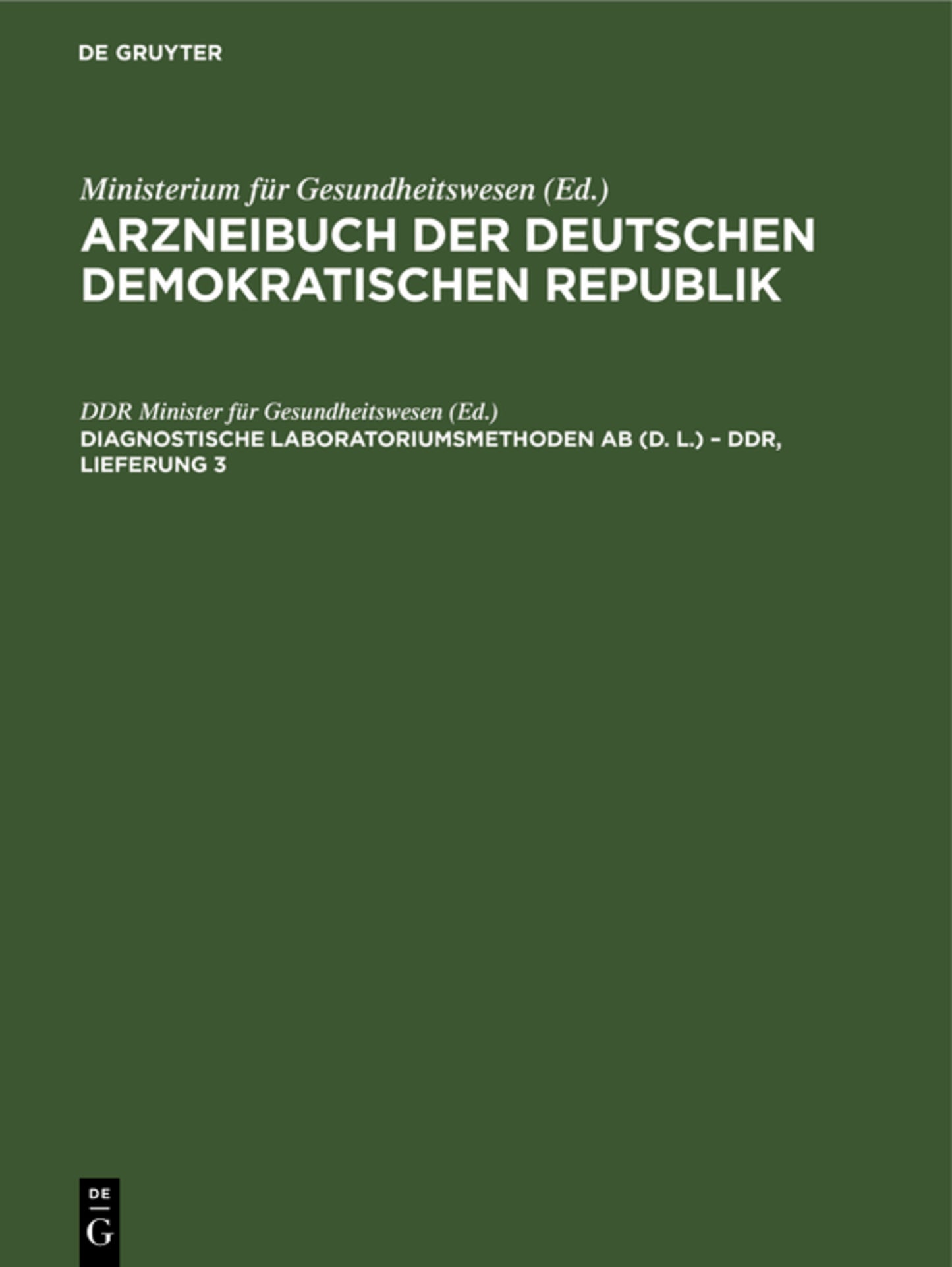 Diagnostische Laboratoriumsmethoden AB (D. L.) – DDR, Lieferung 3