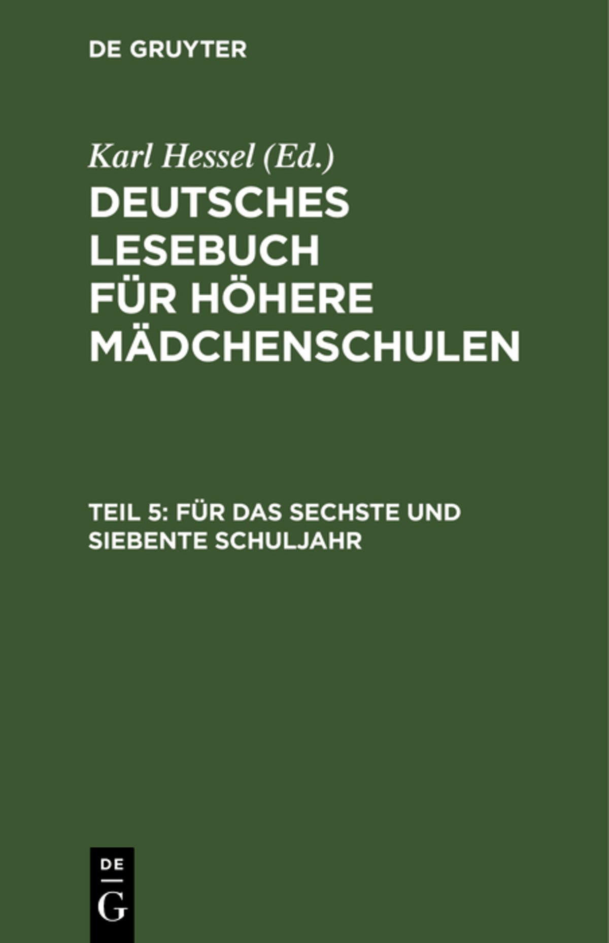 Cover image for Für das sechste und siebente Schuljahr ISBN 9783111249674