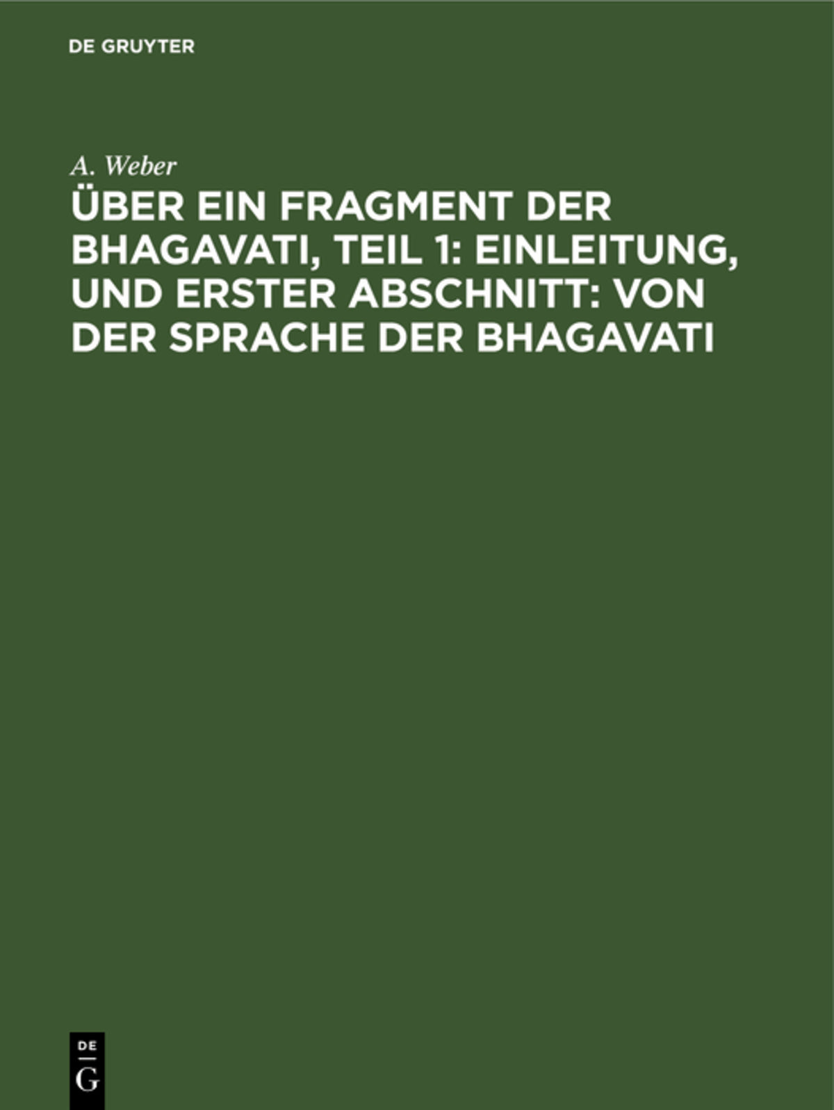 Cover image for Einleitung, und Erster Abschnitt: von der Sprache der Bhagavati ISBN 9783112519295