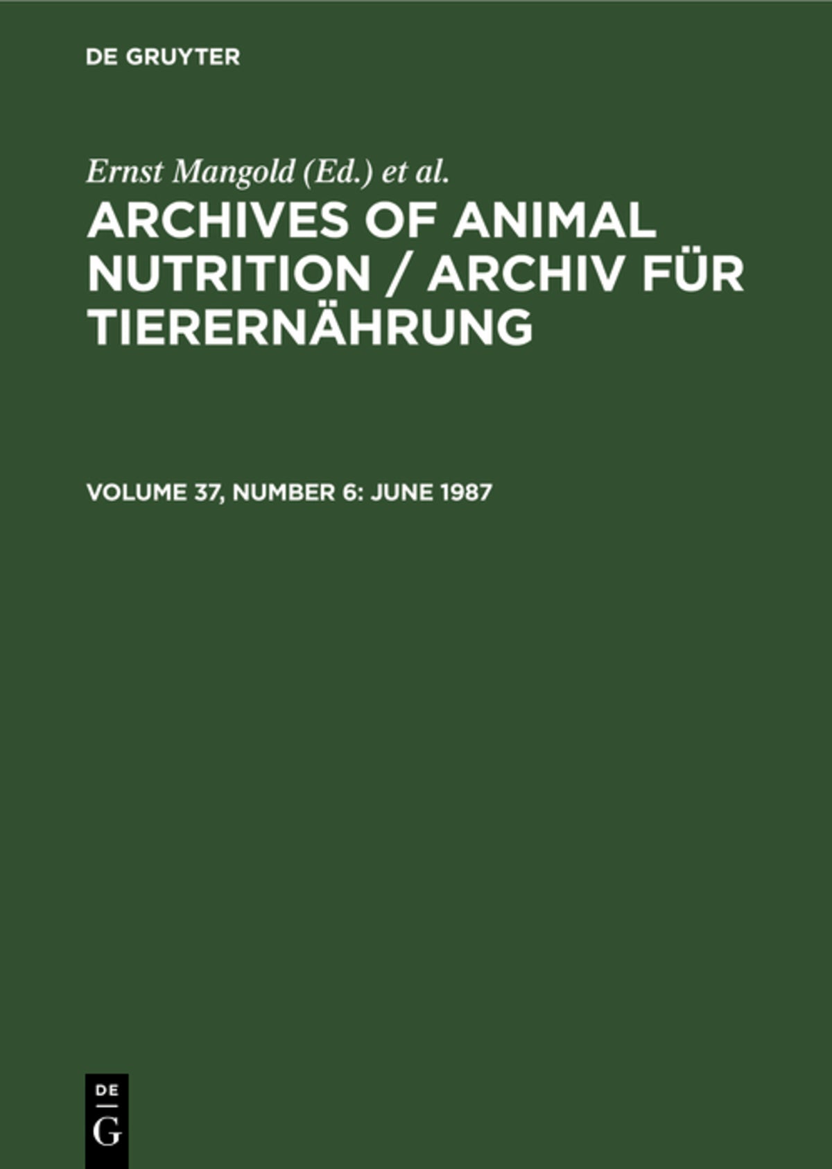 Cover image for June 1987 ISBN 9783112522615