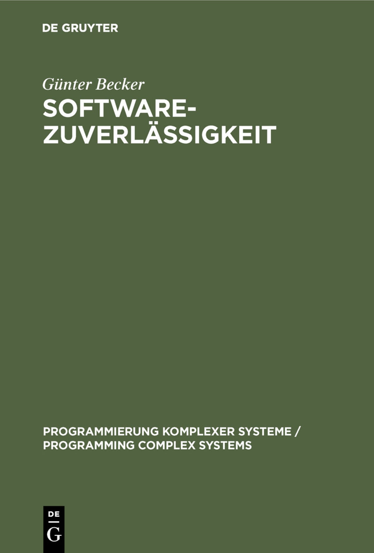 Cover image for Softwarezuverlässigkeit ISBN 9783110122275