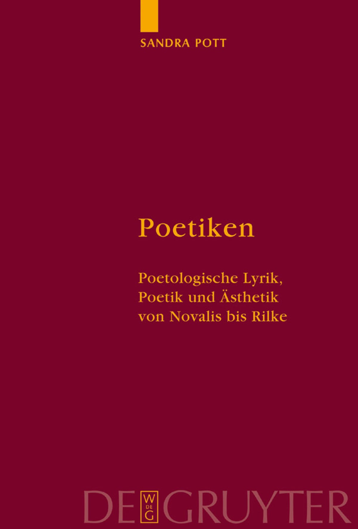Cover image for Poetiken ISBN 9783110177602