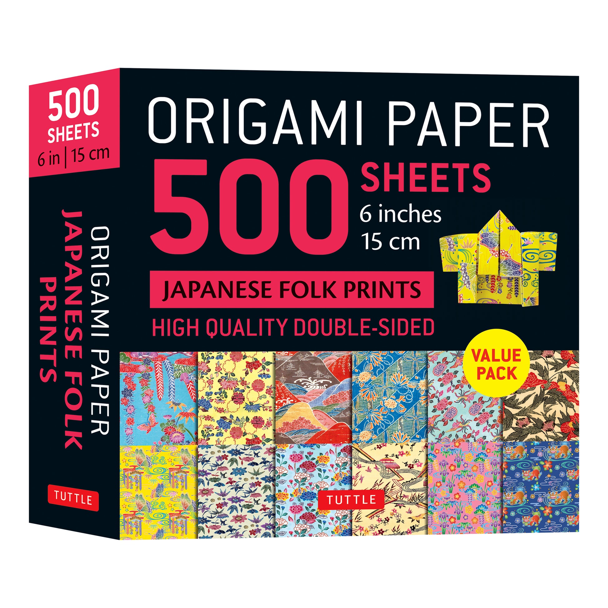 Origami Paper 500 sheets Japanese Folk Prints 6" (15 cm)