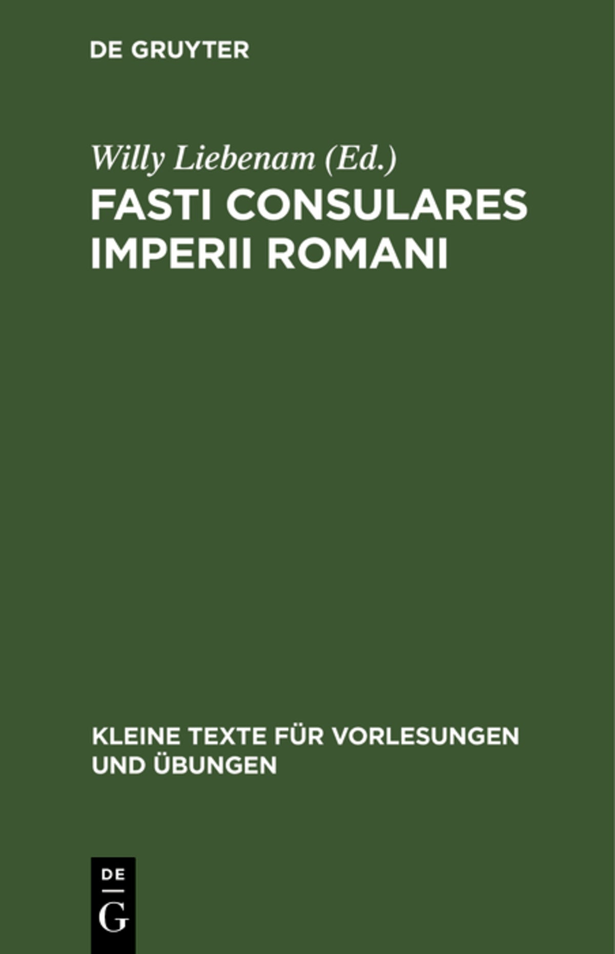 Cover image for Fasti Consulares Imperii Romani ISBN 9783110998467