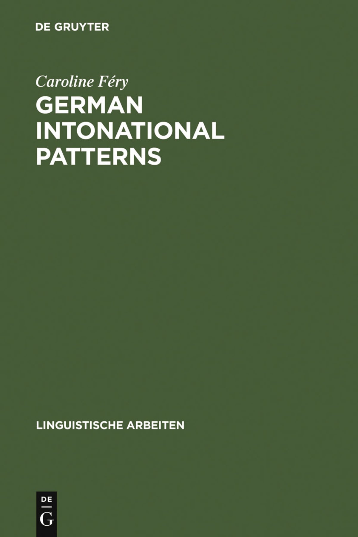 Cover image for German intonational Patterns ISBN 9783484302853