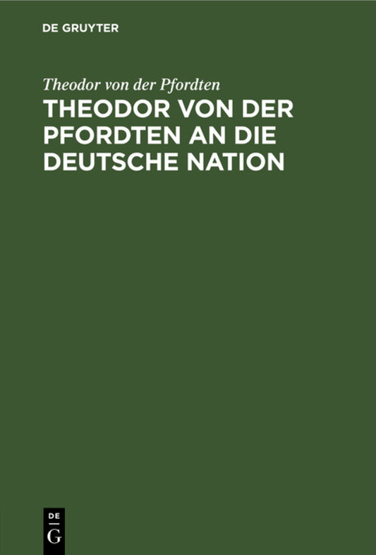 Theodor von der Pfordten an die Deutsche Nation