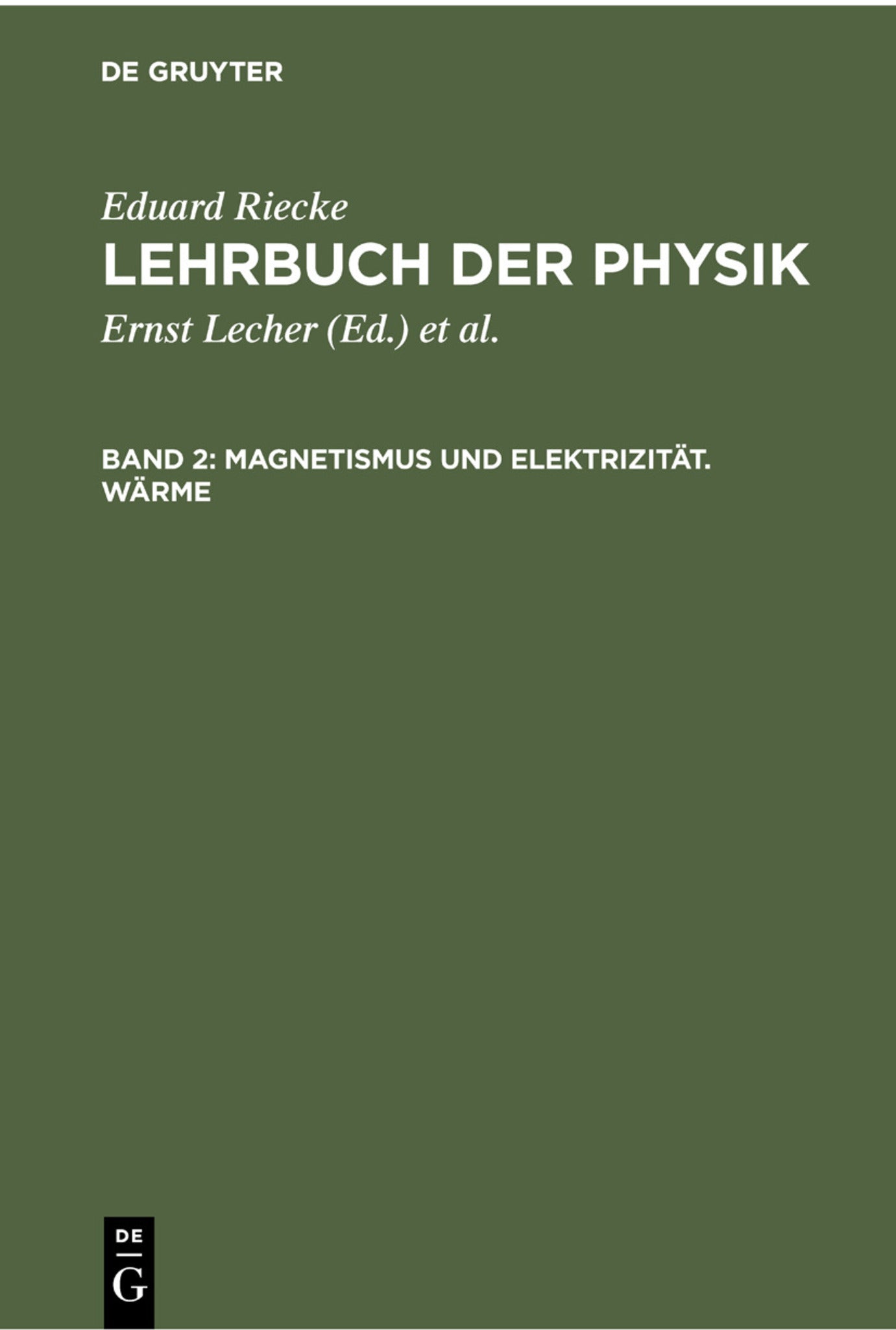 Cover image for Magnetismus und Elektrizität. Wärme ISBN 9783112357415