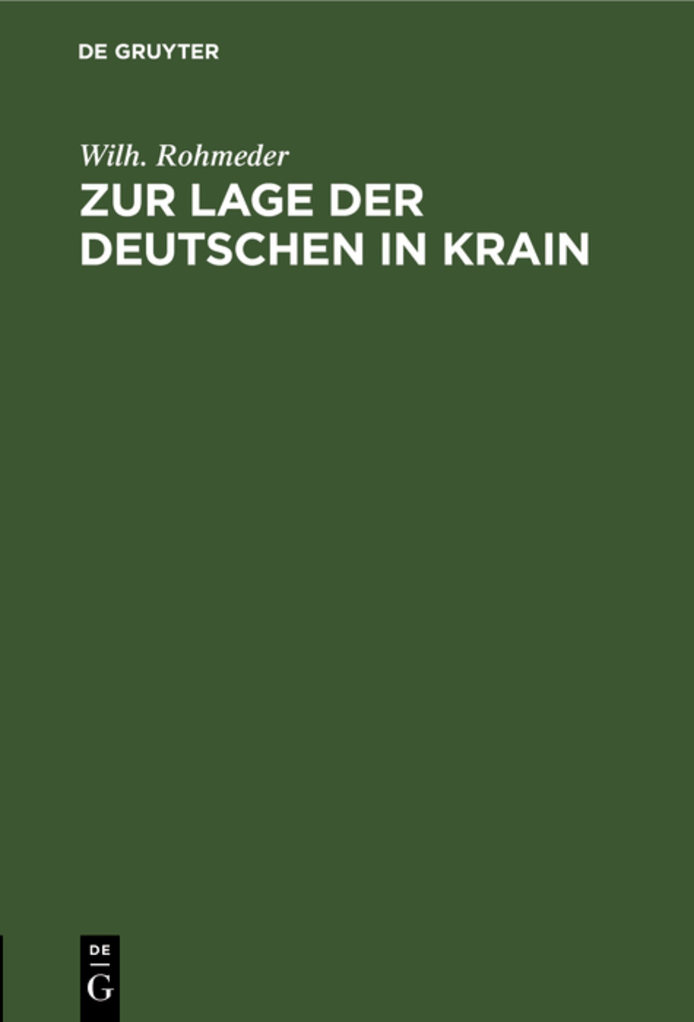 Zur Lage der Deutschen in Krain