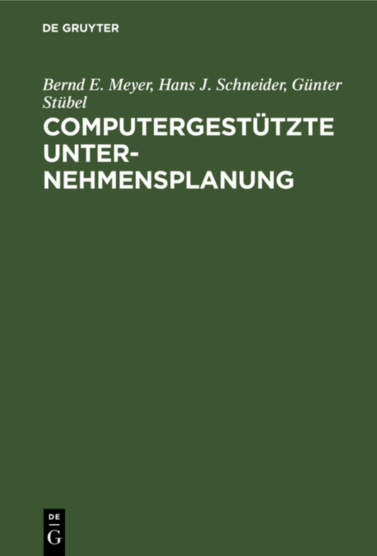 Cover image for Computergestützte Unternehmensplanung ISBN 9783110069150