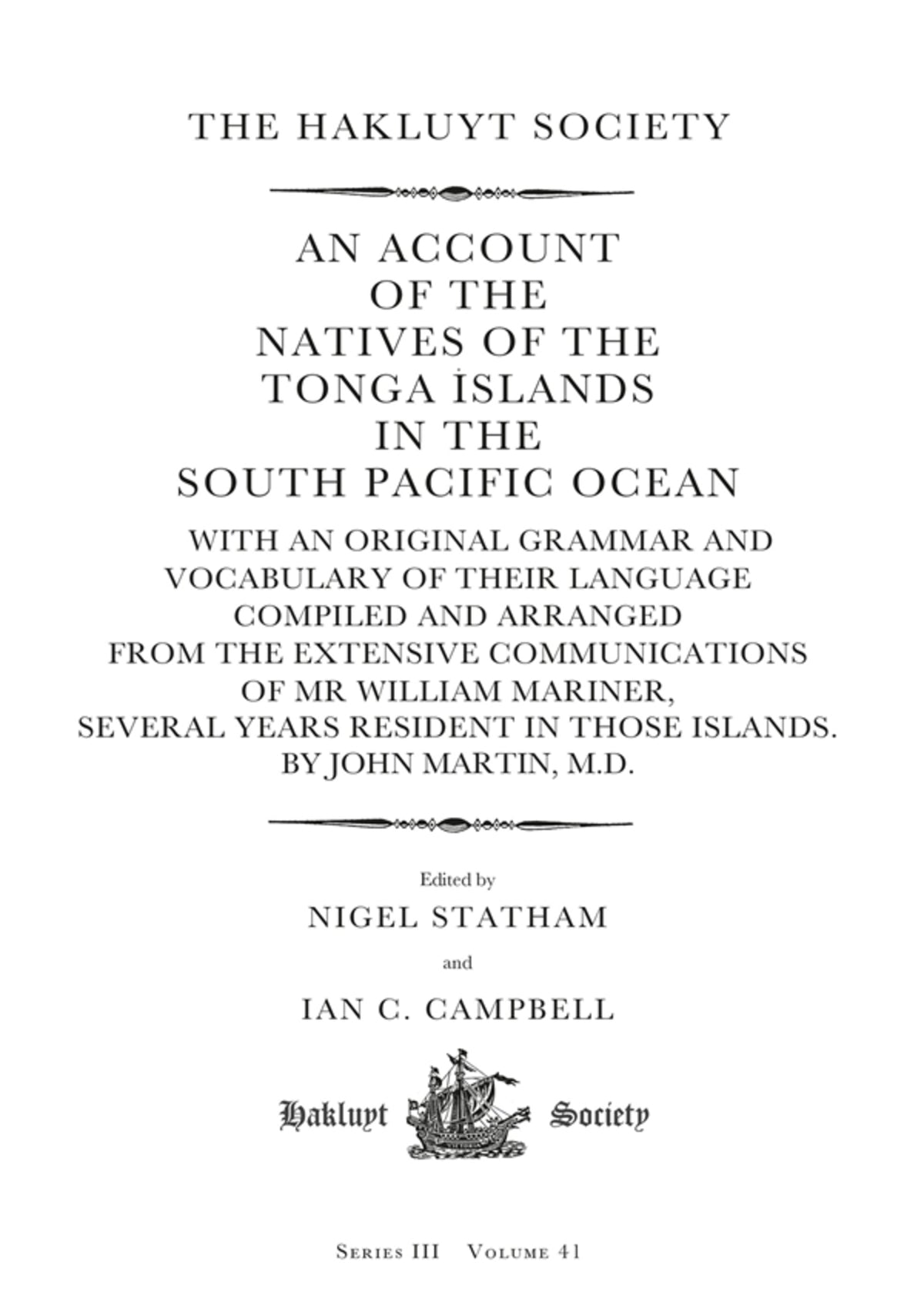 An Account of the Natives of the Tonga Islands in the South Pacific Ocean