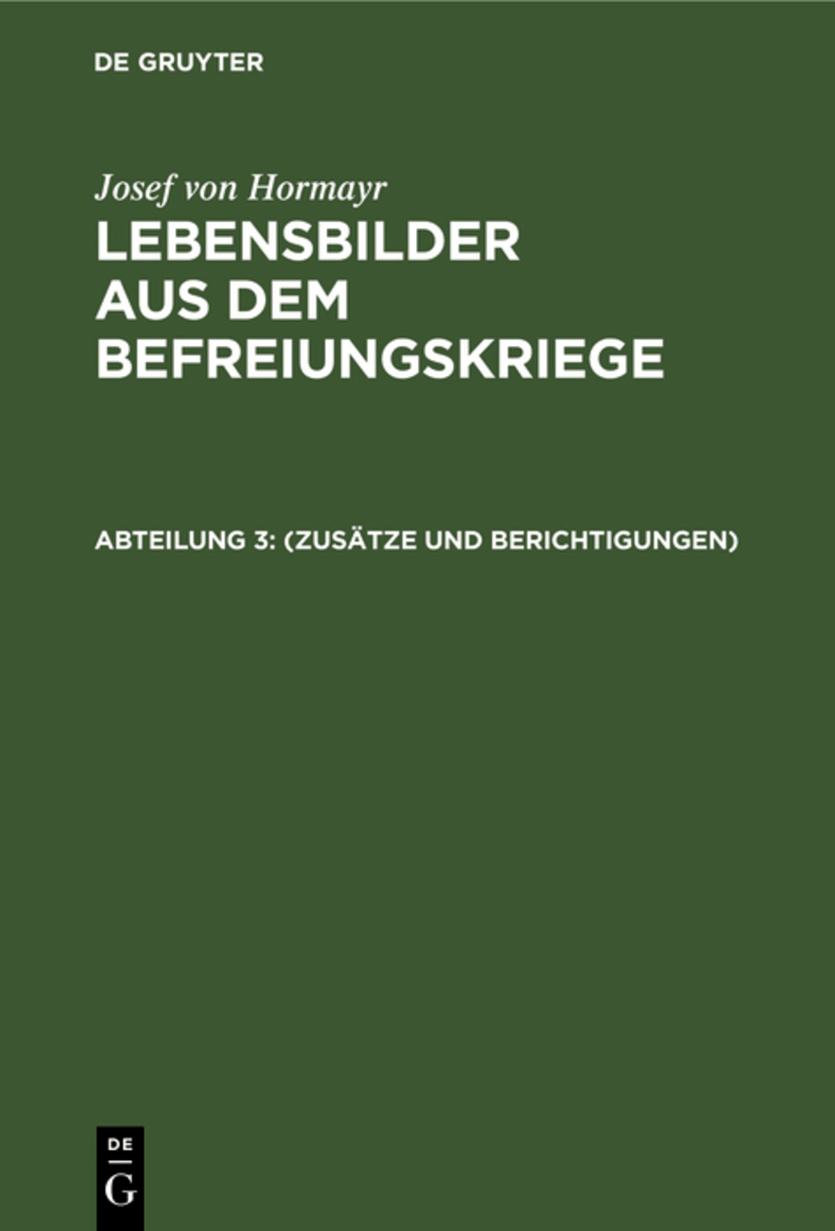 Cover image for (Zusätze und Berichtigungen) ISBN 9783112431733