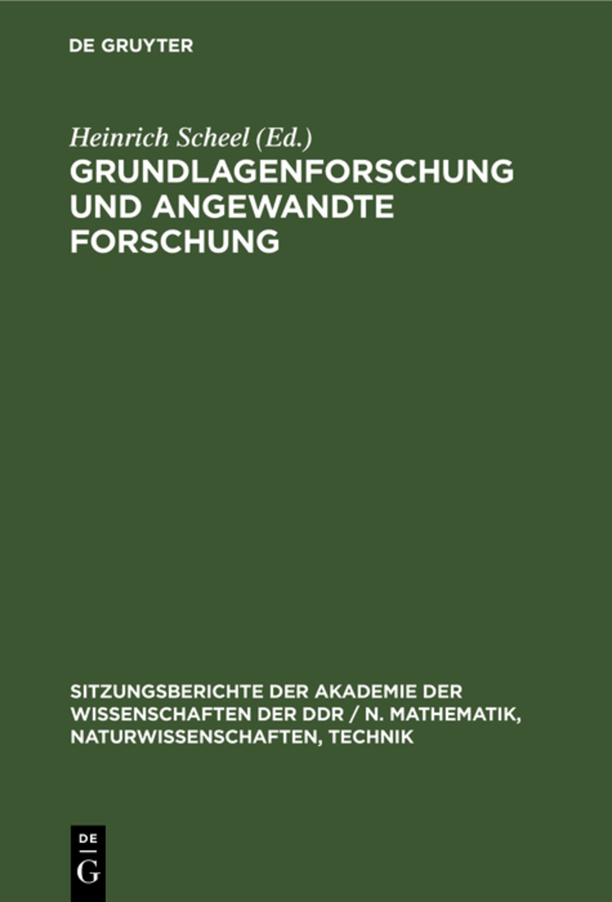 Cover image for Grundlagenforschung und angewandte Forschung ISBN 9783112551950