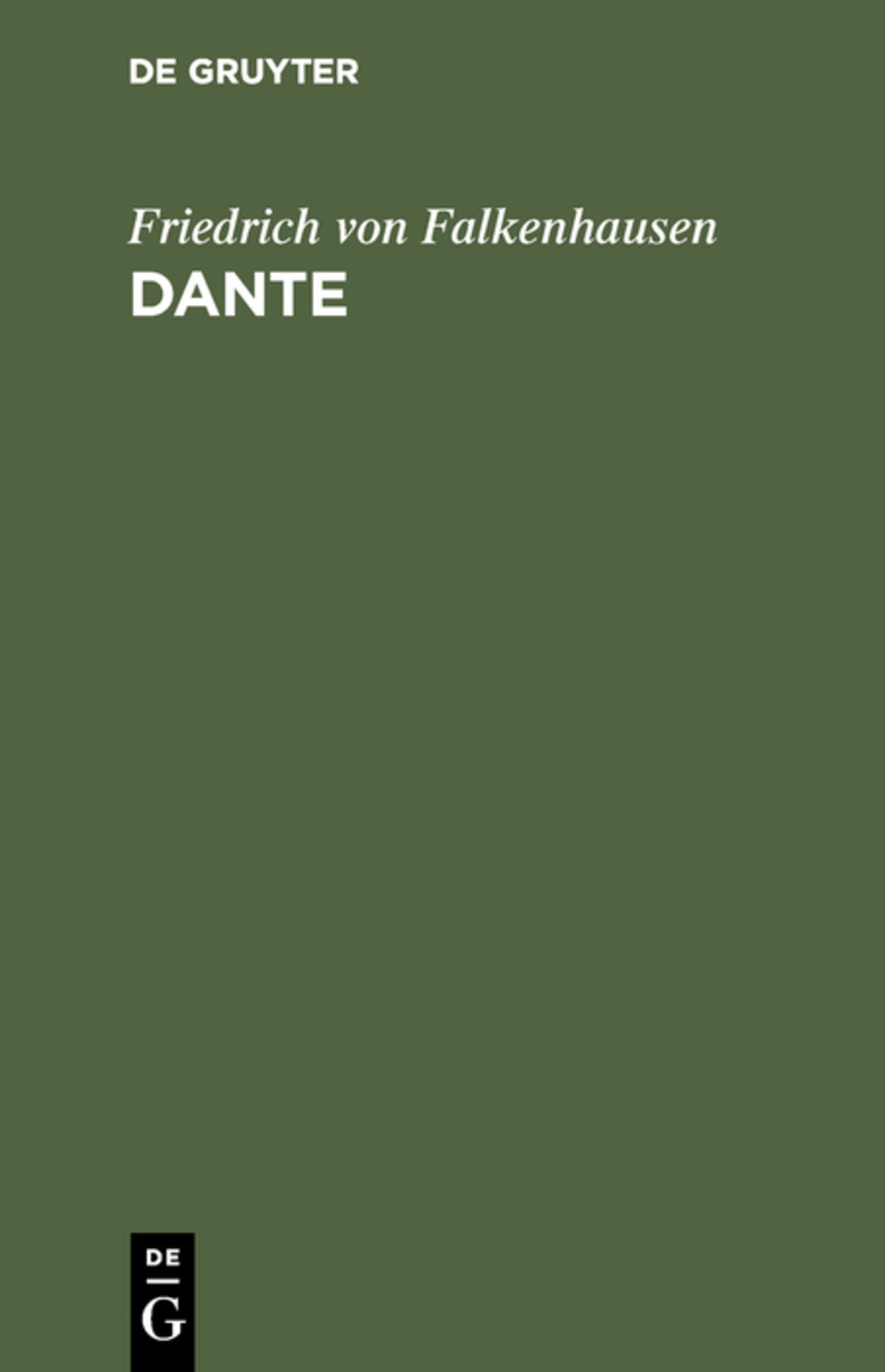Cover image for Dante ISBN 9783110032079