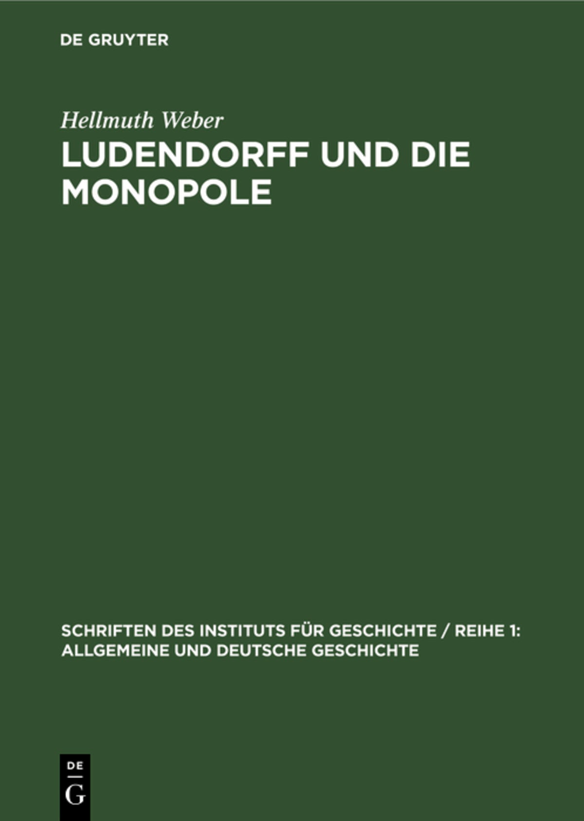 Cover image for Ludendorff und die Monopole ISBN 9783112649176