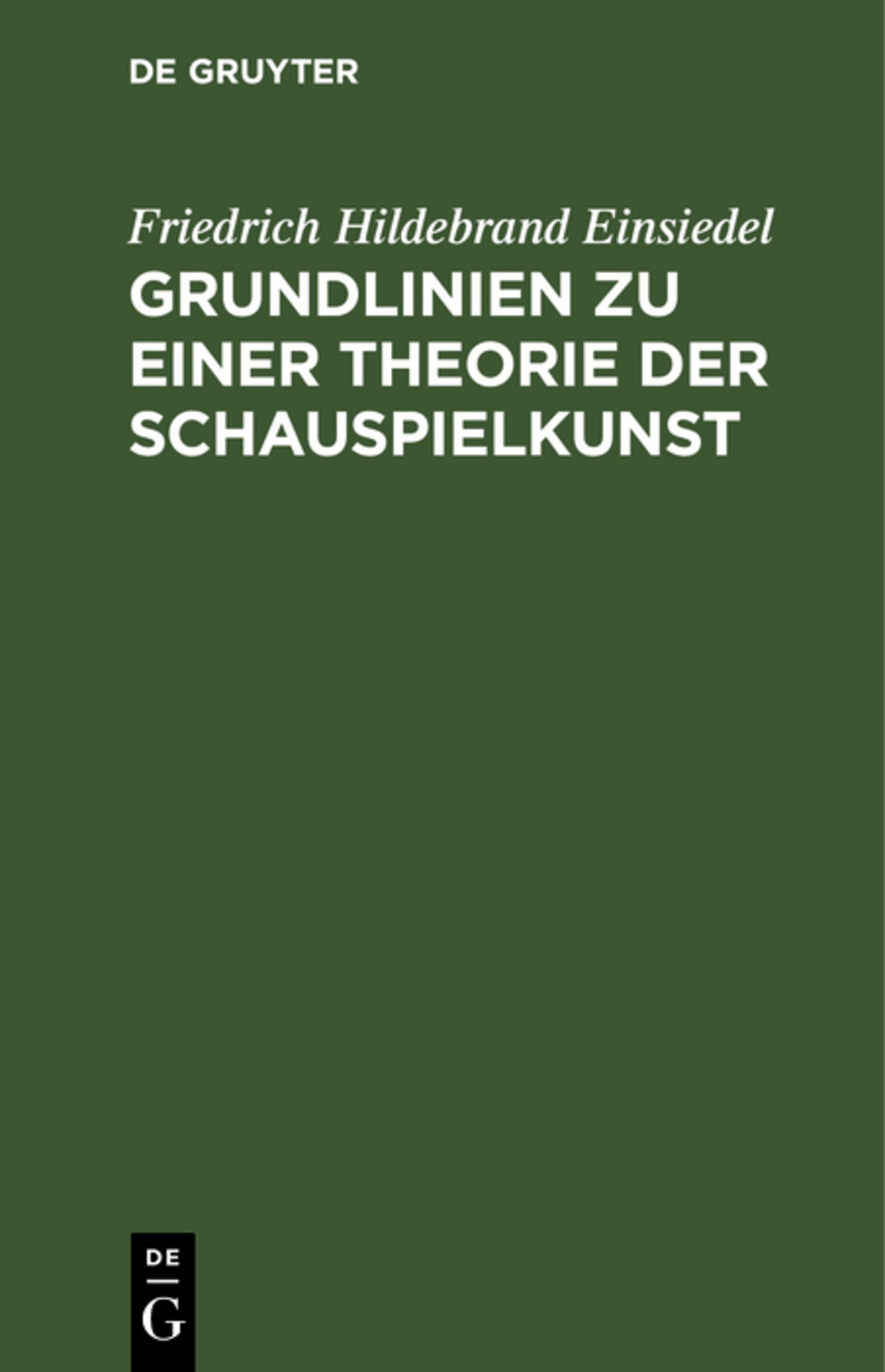 Grundlinien zu einer Theorie der Schauspielkunst
