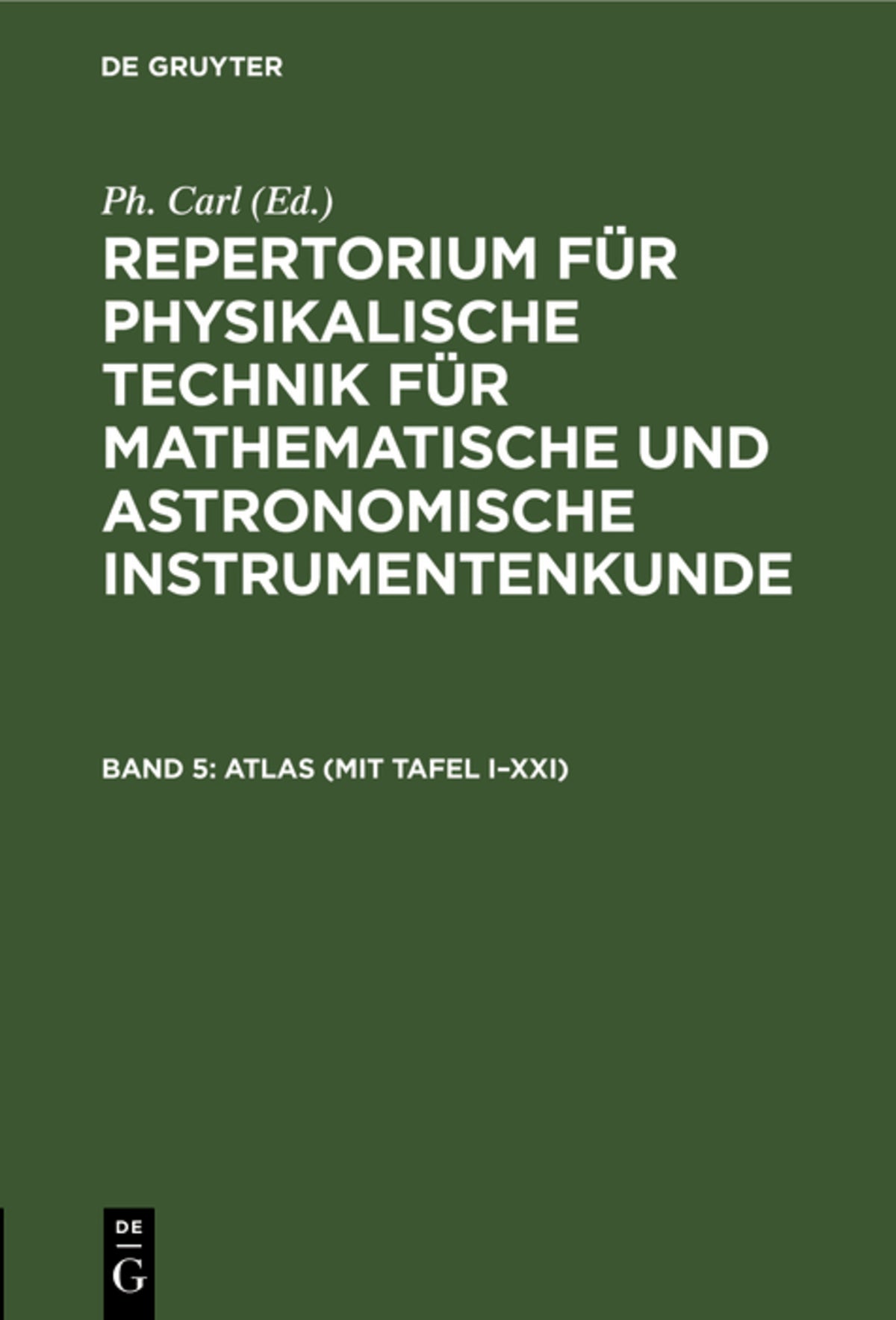 Cover image for ATLAS (mit Tafel I–XXI) ISBN 9783486720396