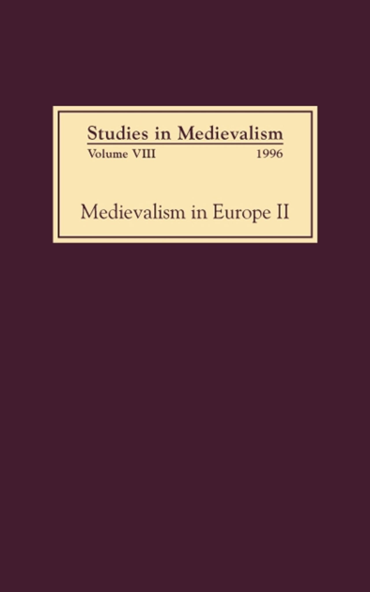 Cover image for Studies in Medievalism VIII ISBN 9780859914321