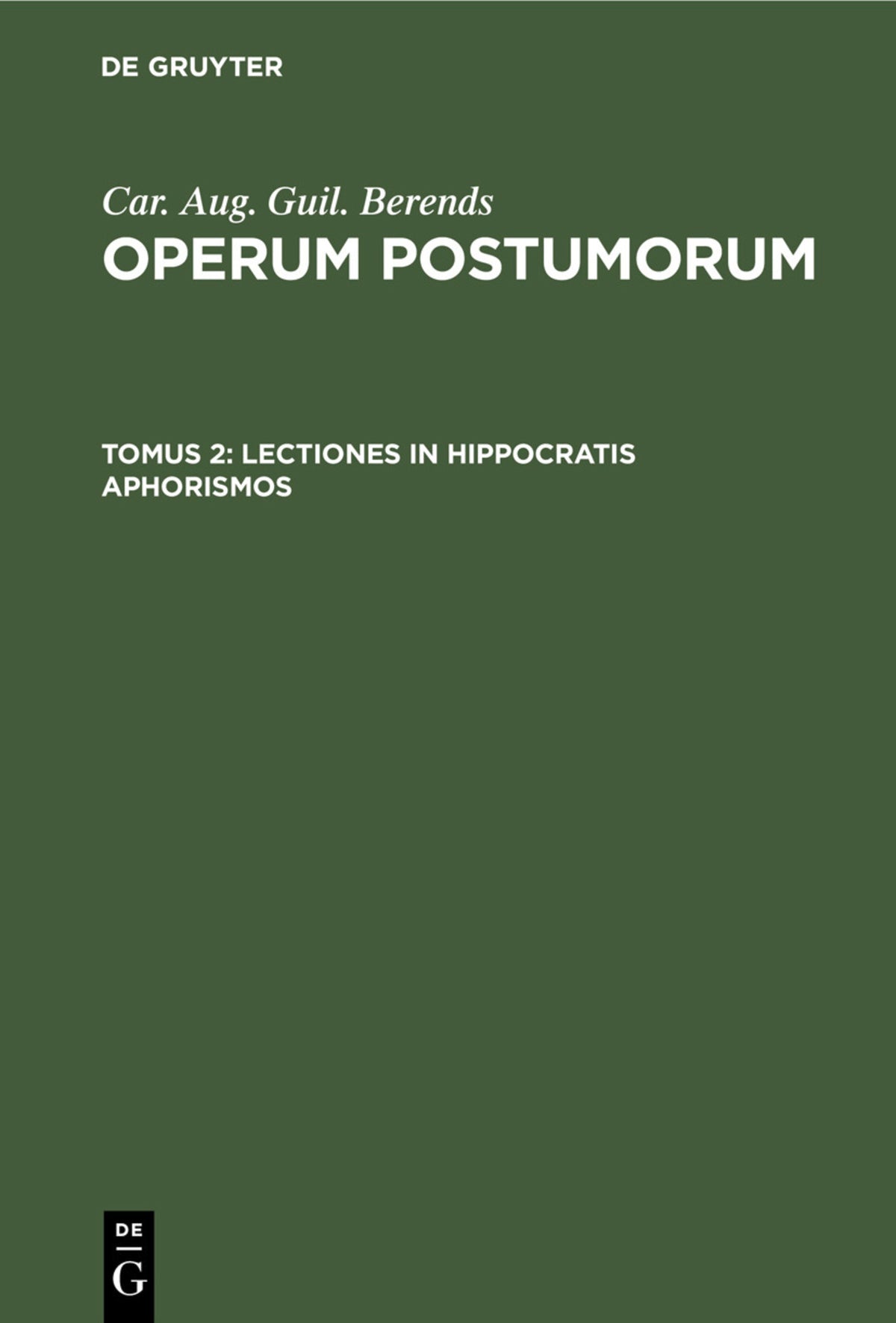 Cover image for Lectiones in Hippocratis aphorismos ISBN 9783111207100