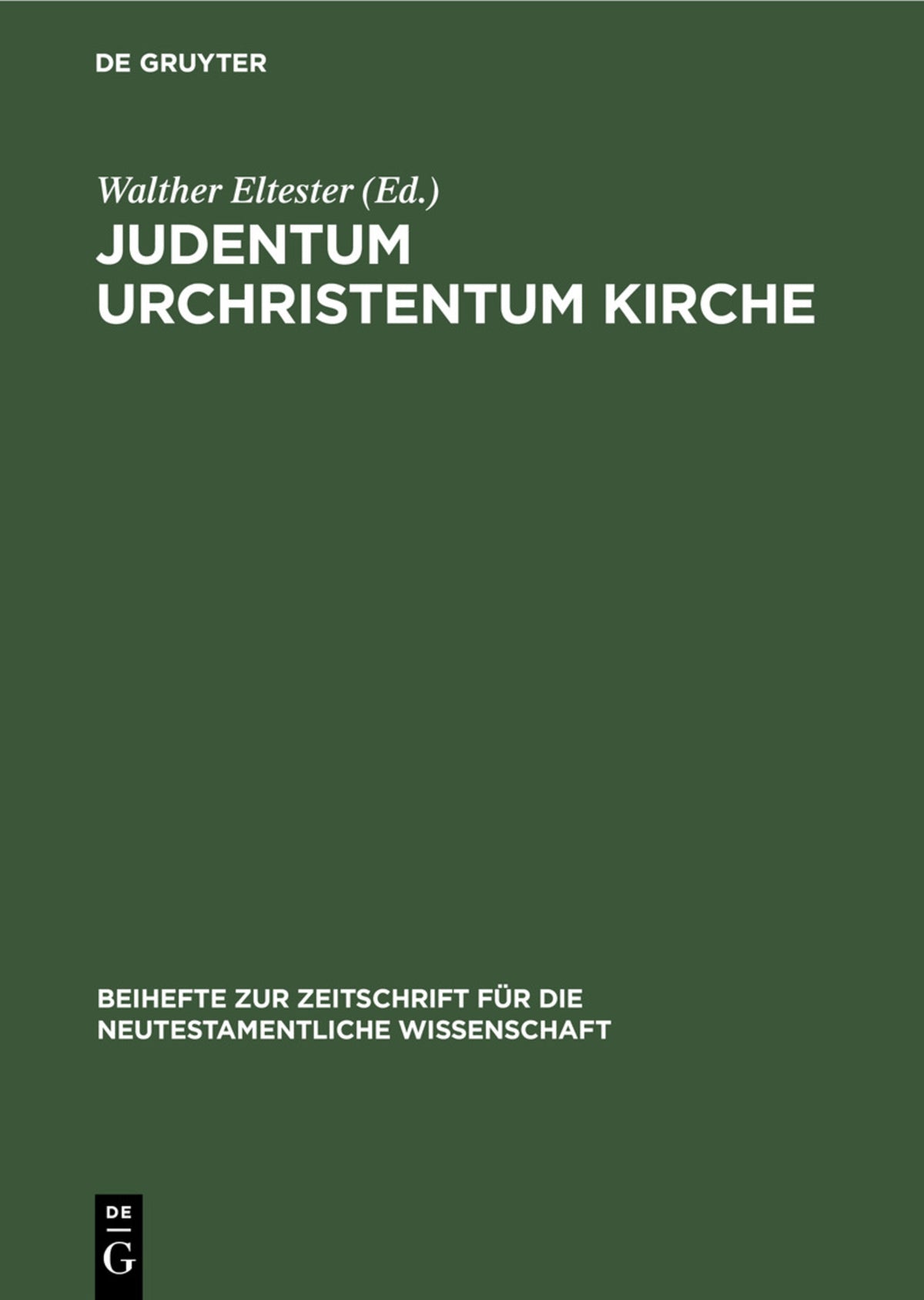 Cover image for Judentum Urchristentum Kirche ISBN 9783112308189