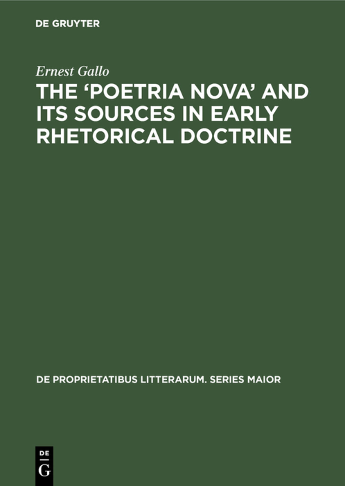 The ‘Poetria Nova’ and its Sources in Early Rhetorical Doctrine