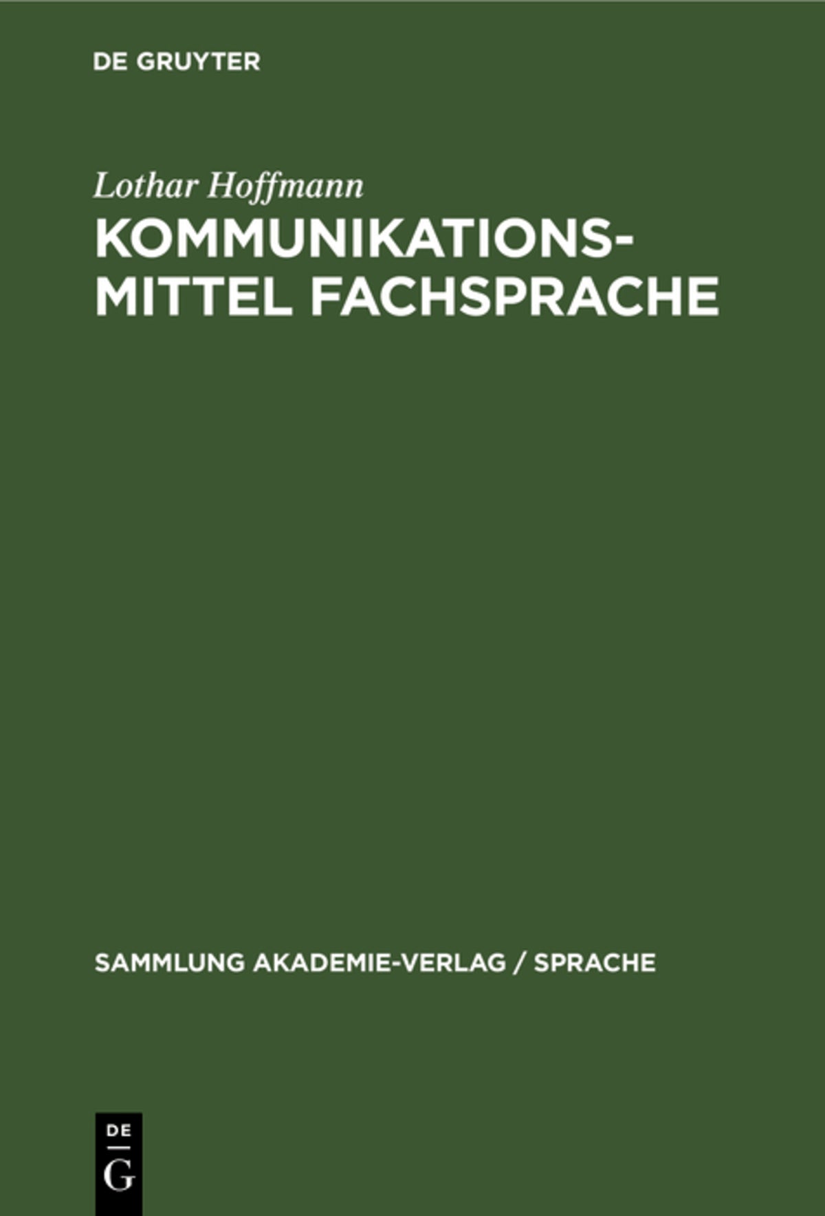 Cover image for Kommunikationsmittel Fachsprache ISBN 9783112473870