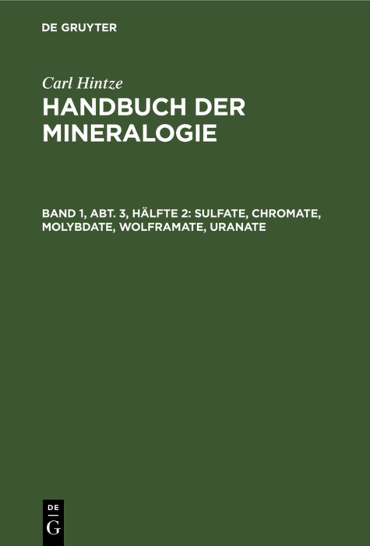 Cover image for Sulfate, Chromate, Molybdate, Wolframate, Uranate ISBN 9783111084053
