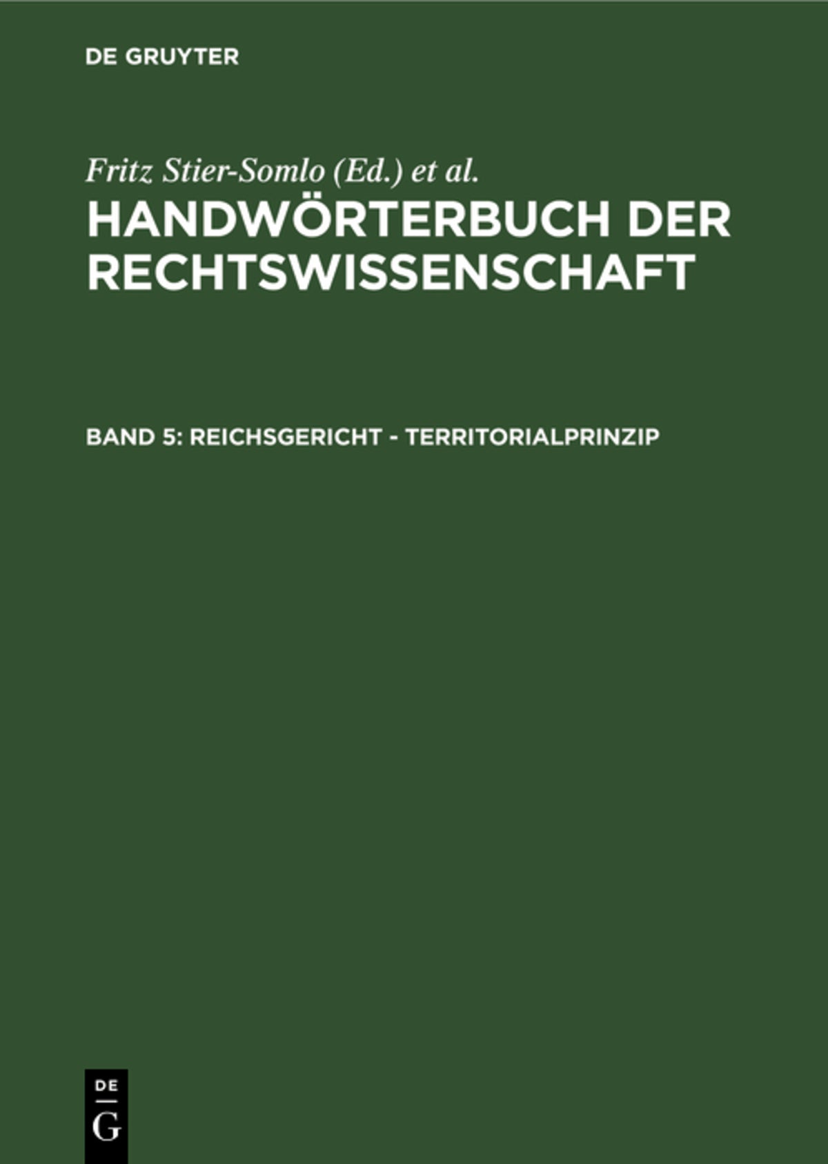 Cover image for Reichsgericht - Territorialprinzip ISBN 9783111300528