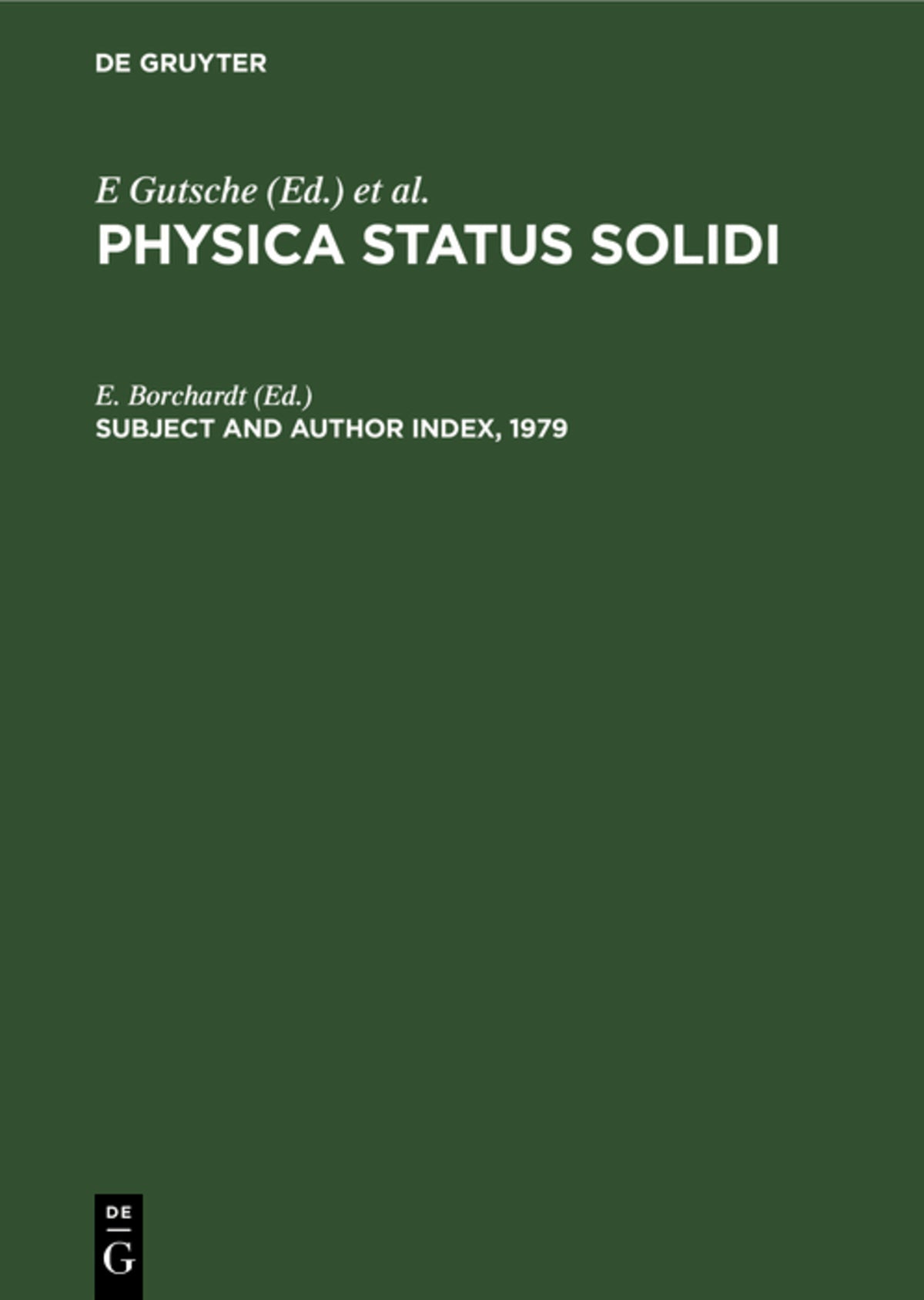 Subject and Author Index, 1979